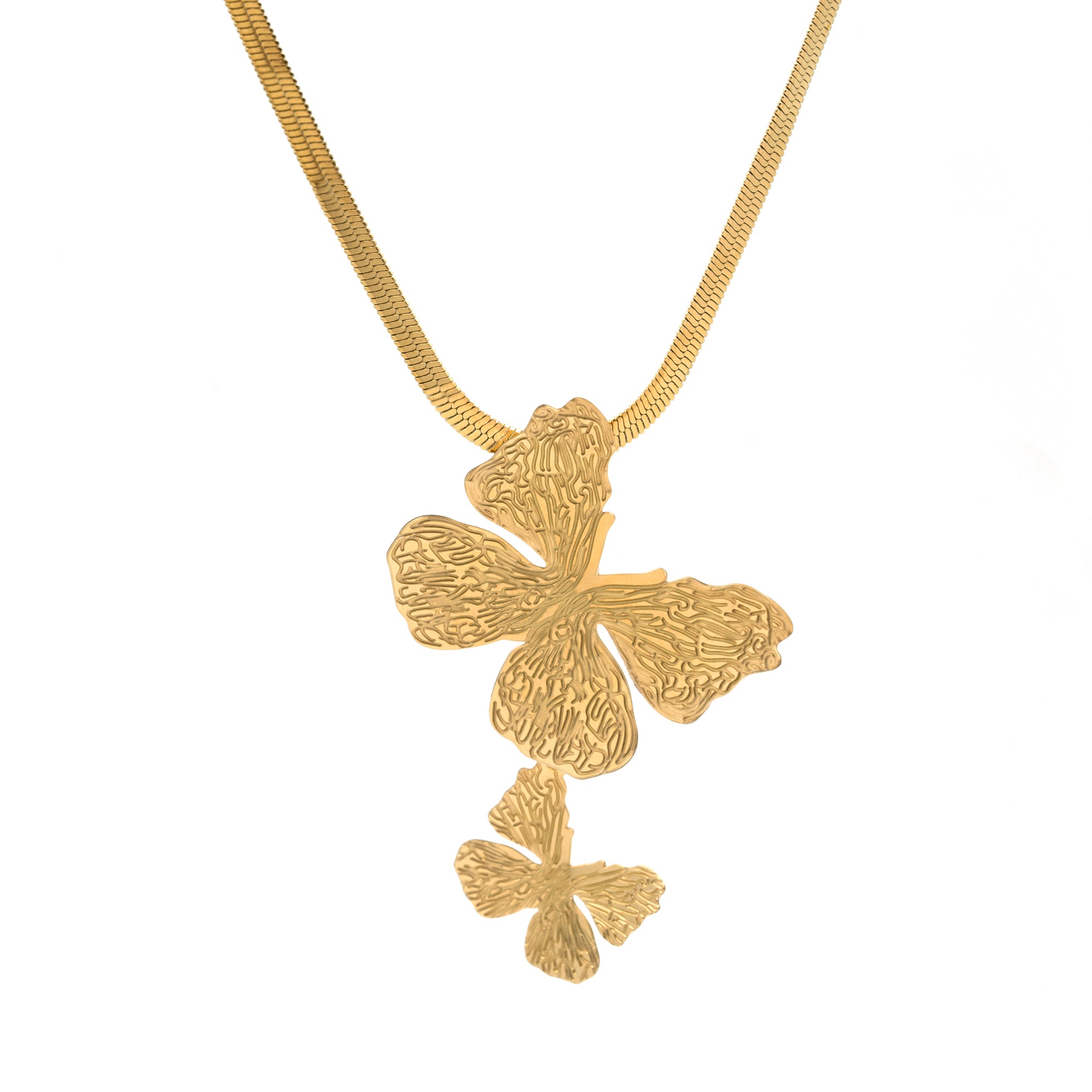 Artklim  Golden Butterfly Duo Pendant Necklace