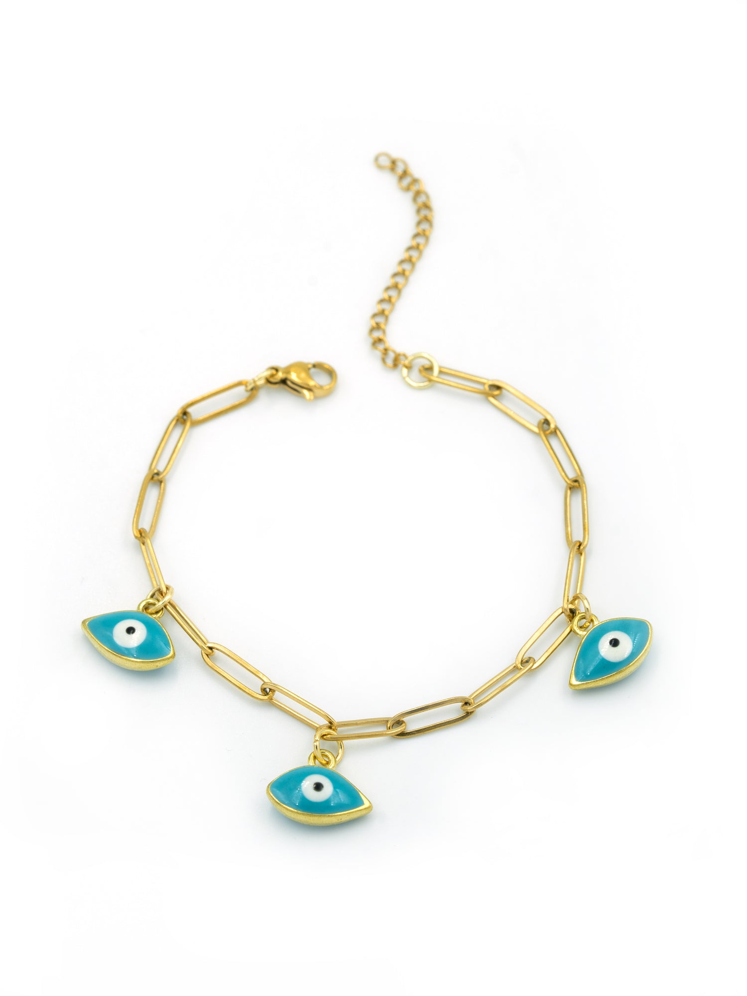 Artklim Gold Plated Anti Tarnish Turquoise Evil Eye Chain Bracelet