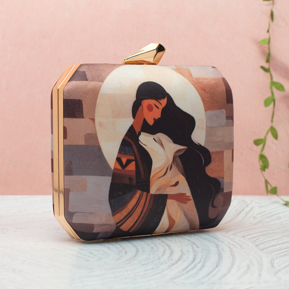 Artklim Women Embrace Abstract Printed Clutch