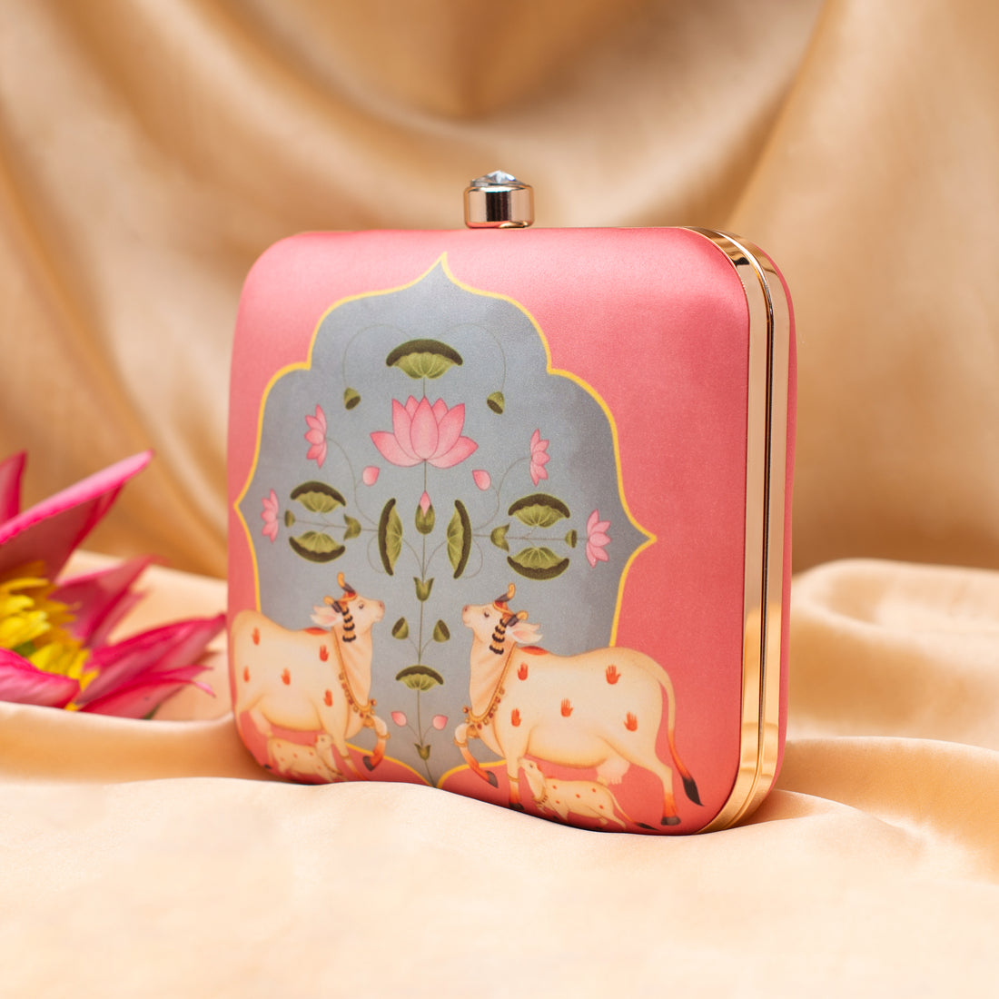 Artklim Sacred Cow Lotus Harmony Pink Clutch