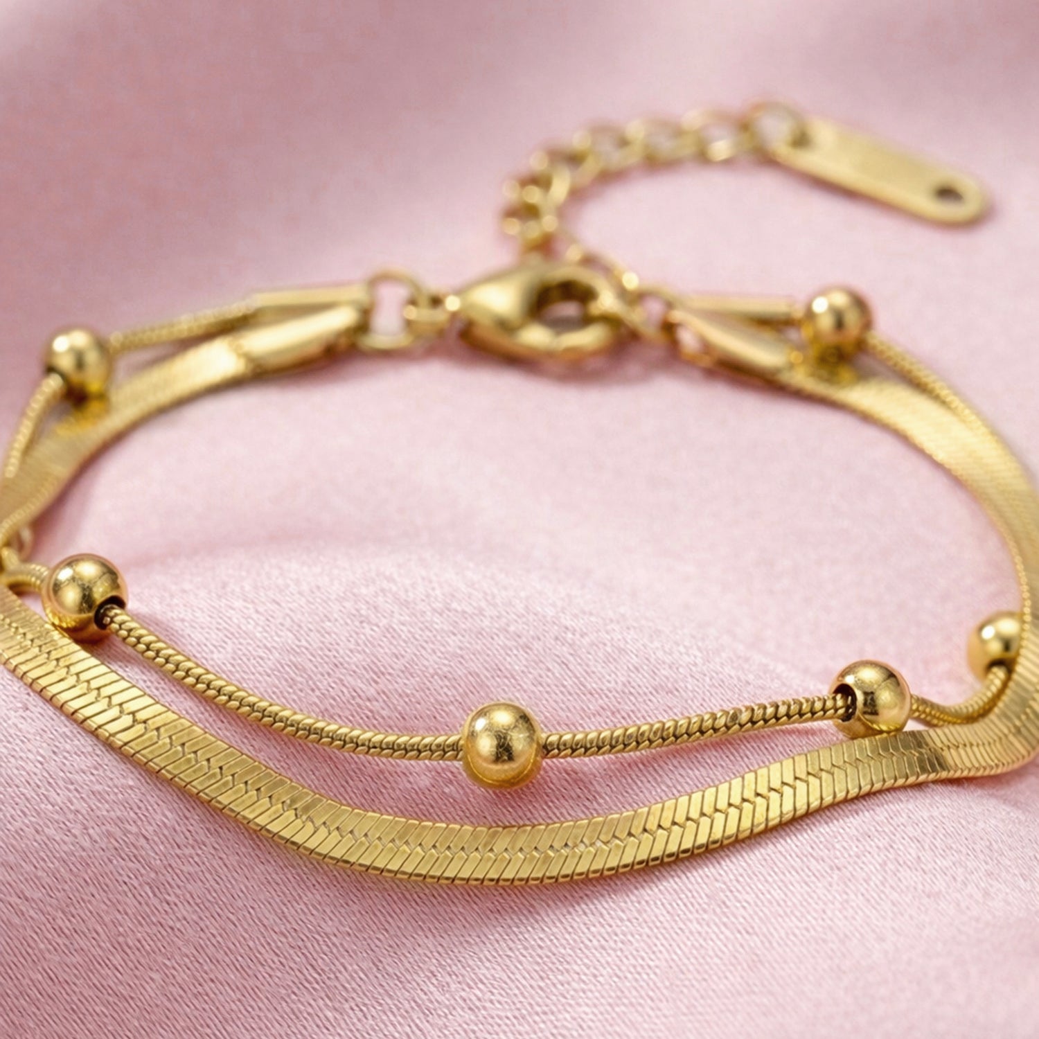Artklim Double Layer Gold Snake Chain Anti-tarnish Bracelet