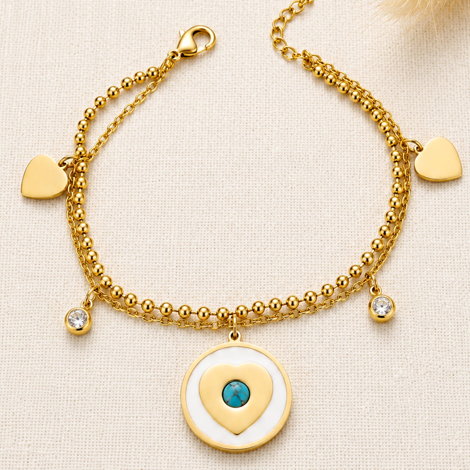 Artklim Heart Charm Gold Anti-tarnish Bracelet