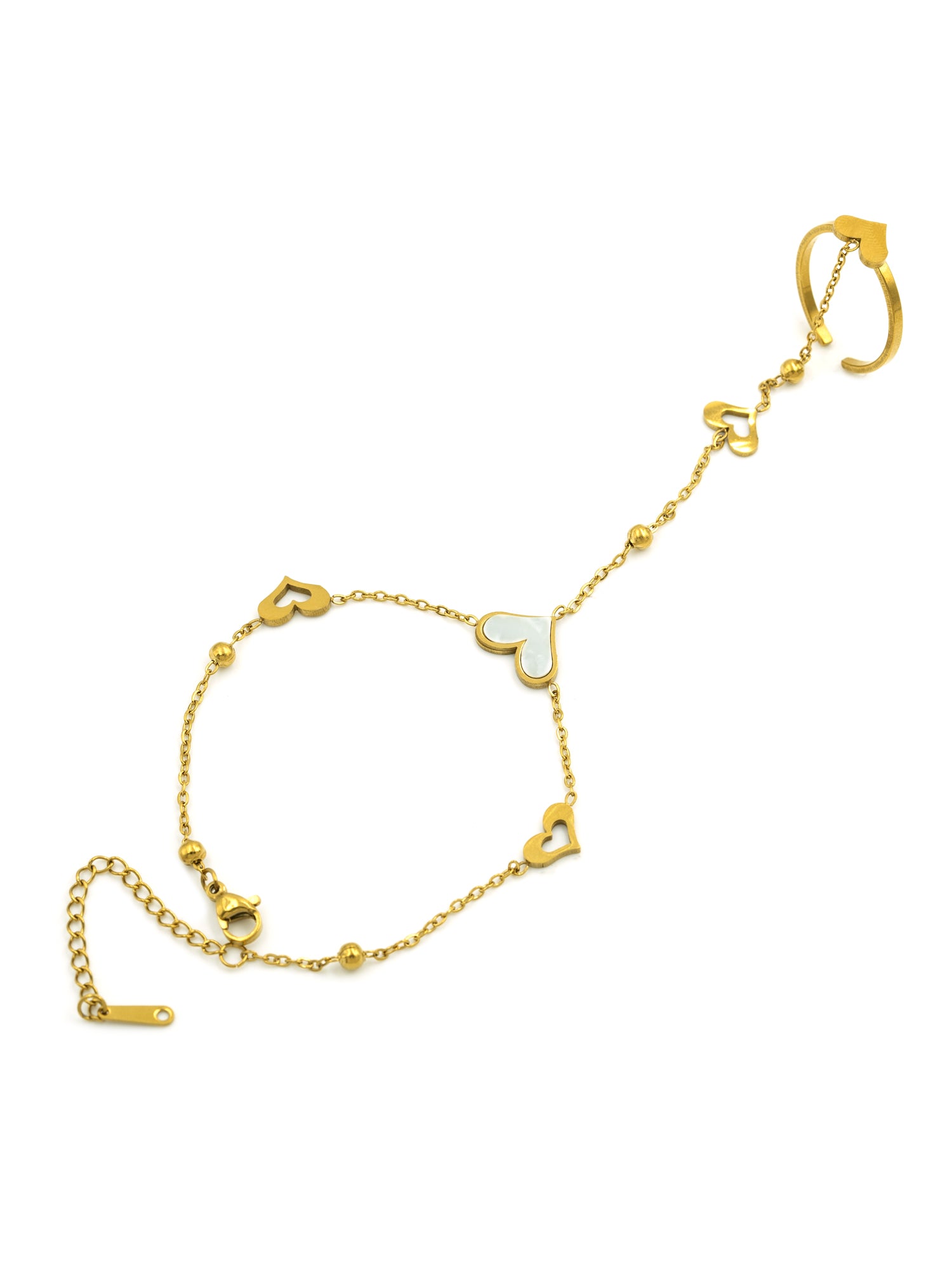 Artklim Elegant Golden Heart Anti Tarnish Ring Bracelet