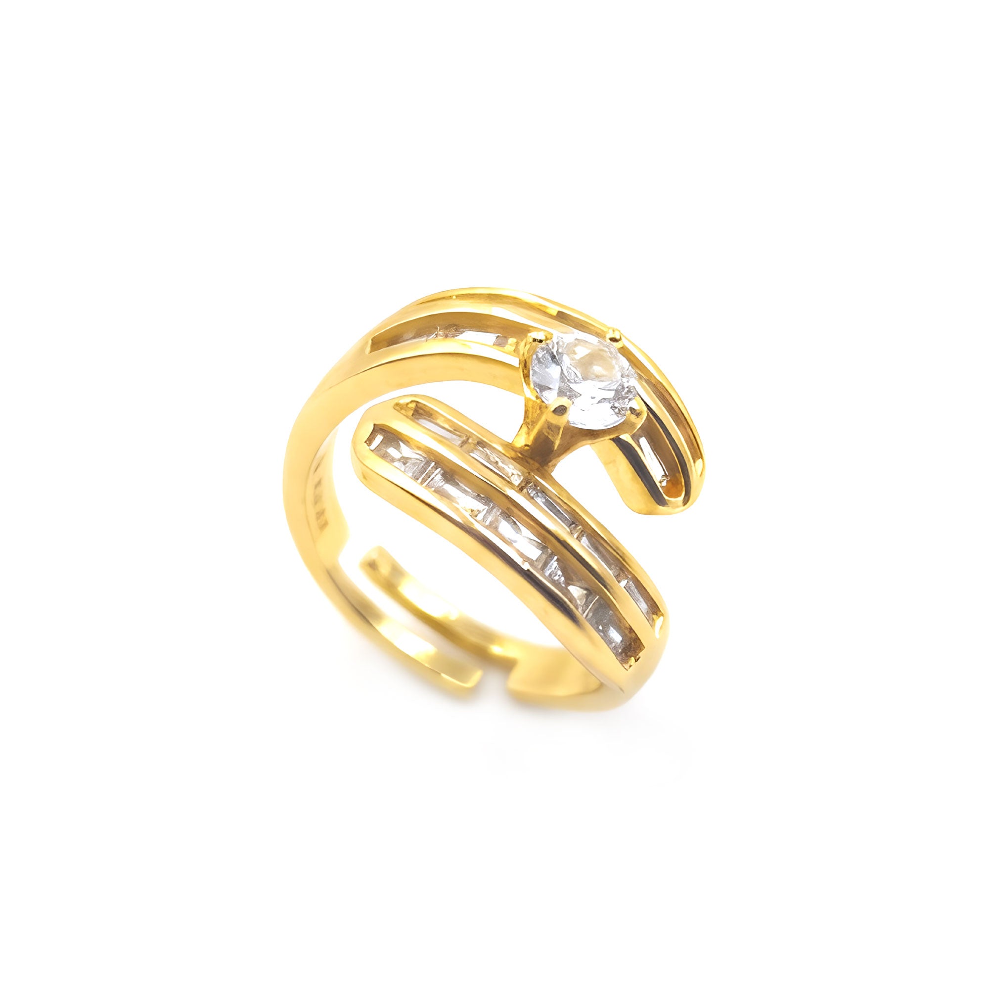 Artklim Gold-Plated Orbit Crystal Design Anti-Tarnish Ring