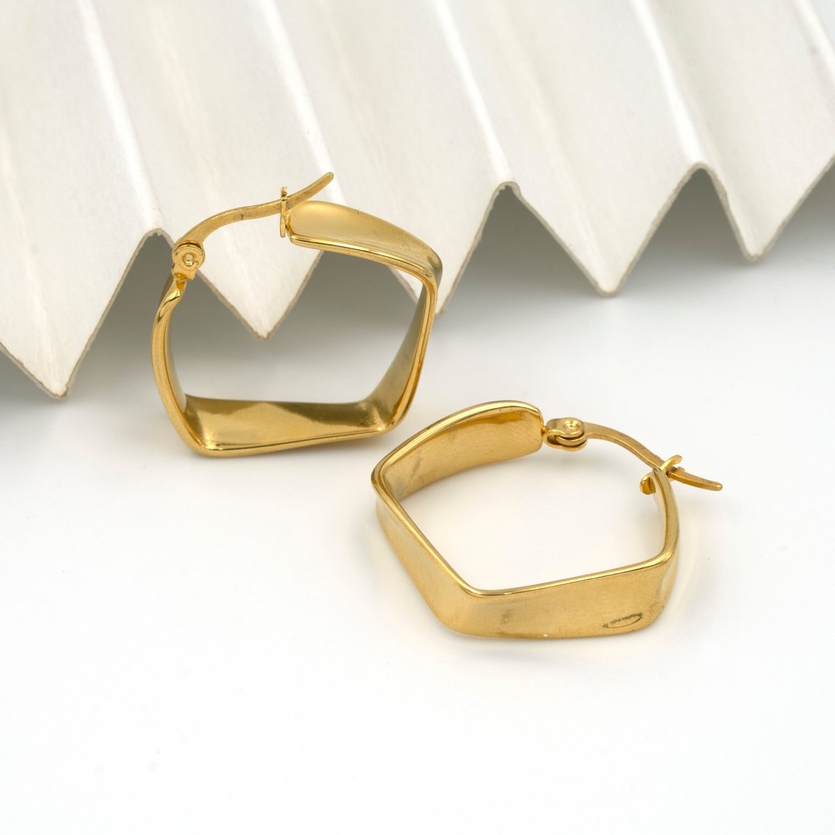 Artklim Gold Plated Geometric Hoop Earrings