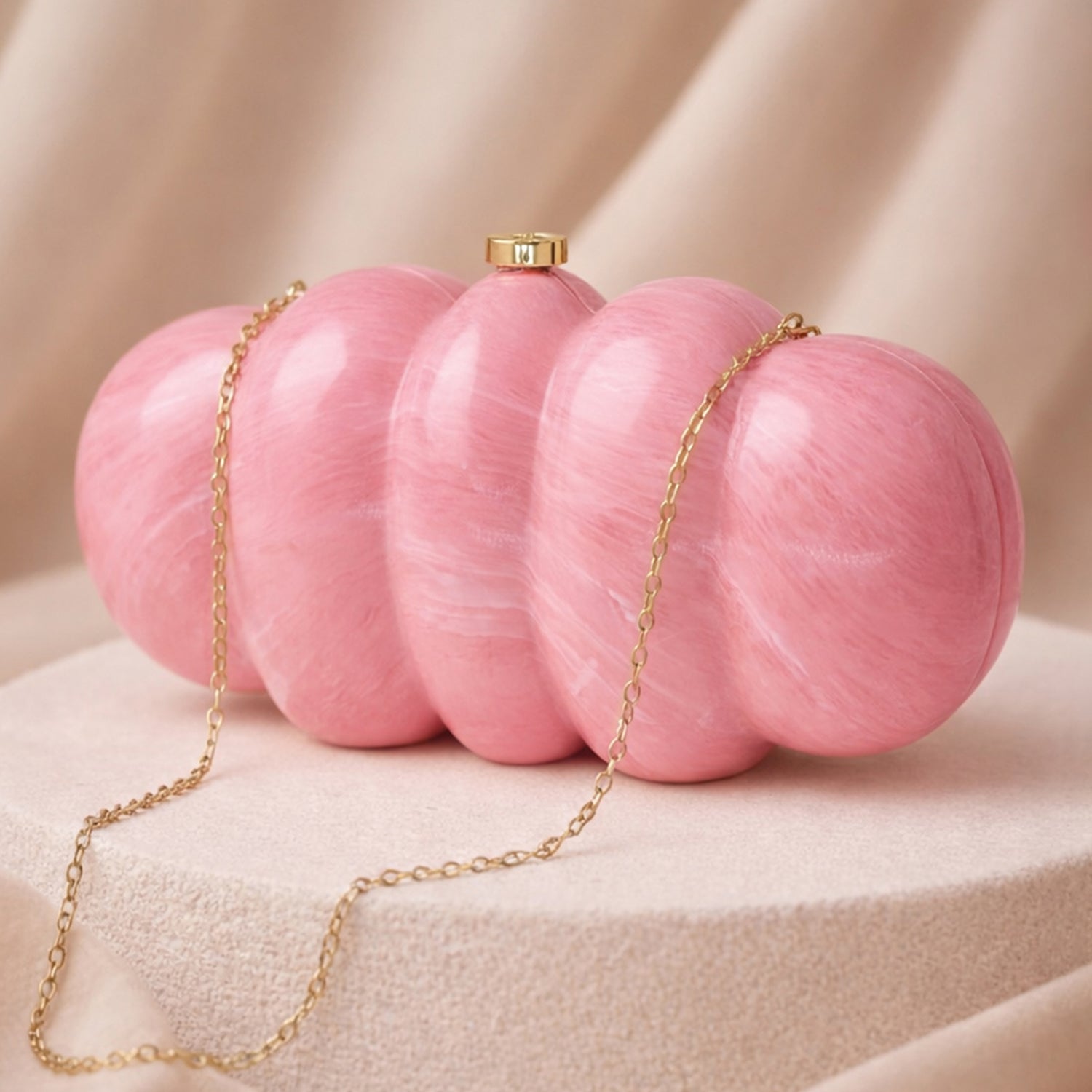 Artklim Elegant Pink Puff Acrylic Clutch