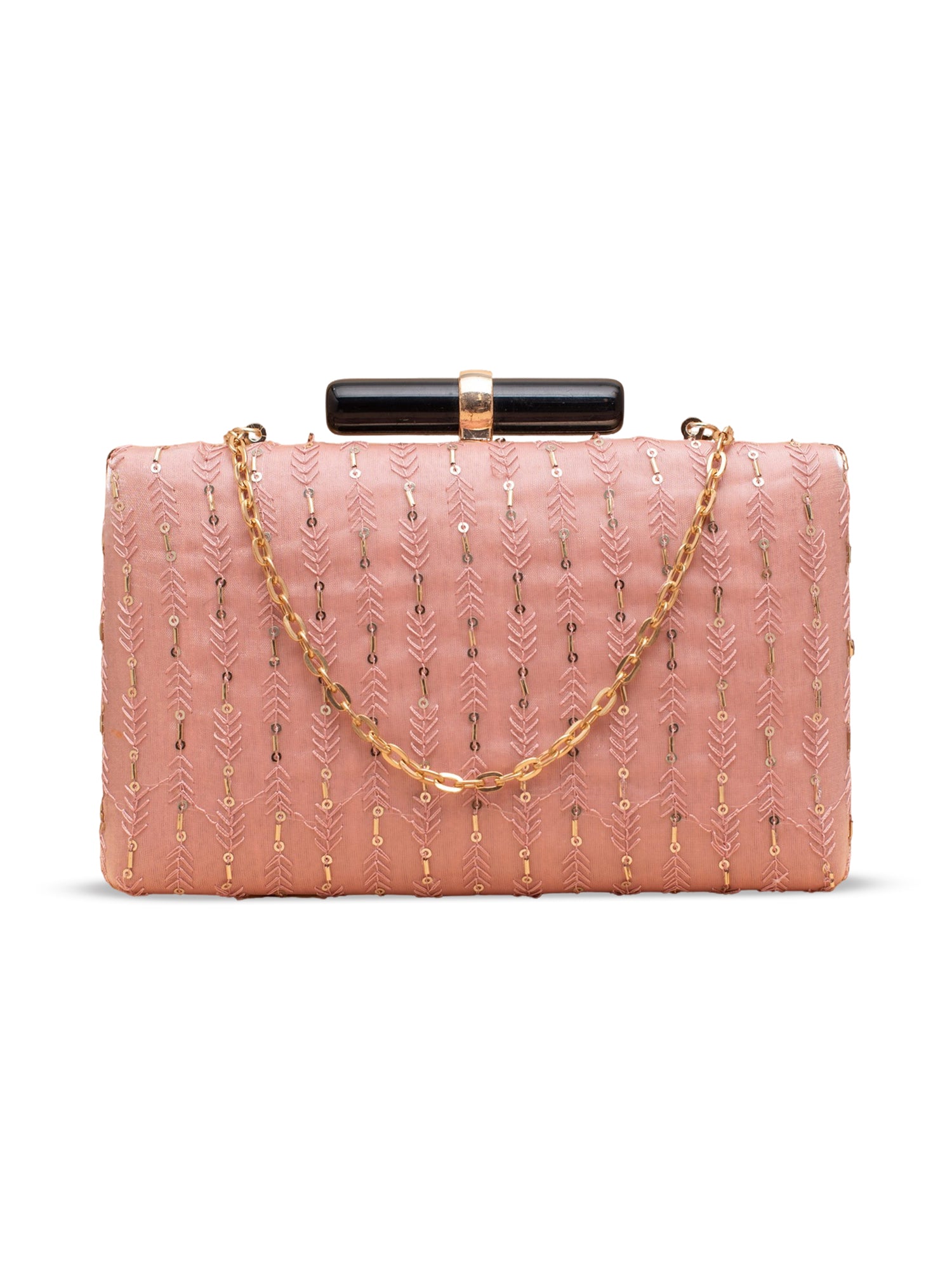 Artklim Blush Glow Embroidery Chain Clutch