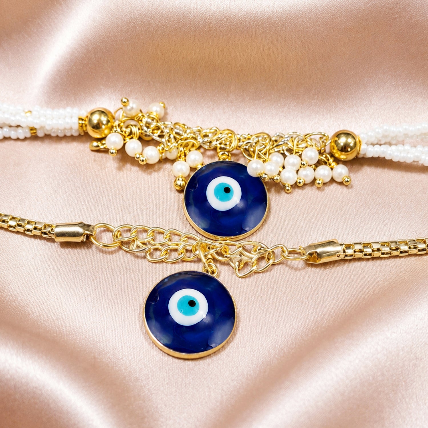 Artklim Classic Blue Evil Eye Bhaiya Bhabhi Rakhi