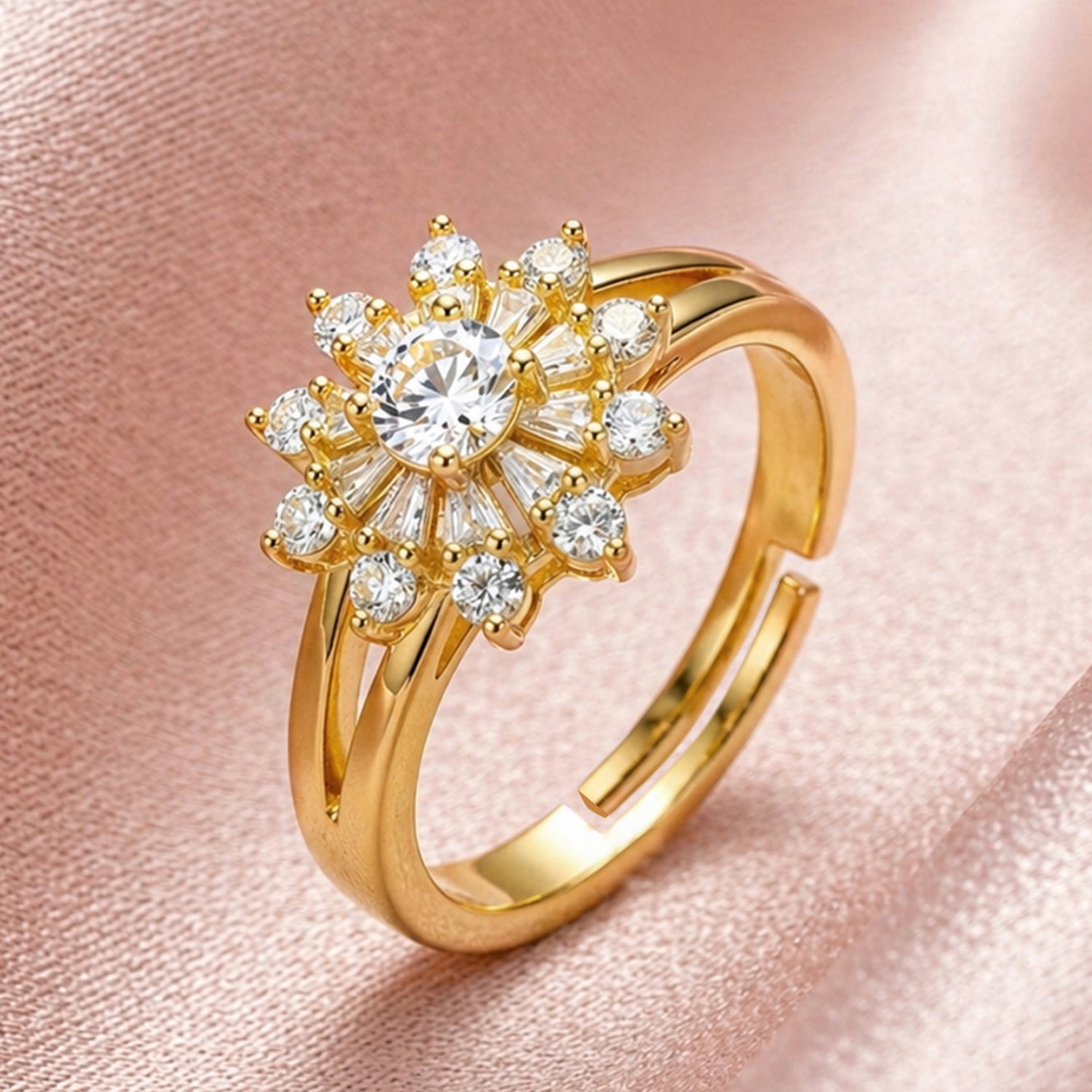 Artklim Floral Bloom Zircon Style Anti-Tarnish Ring