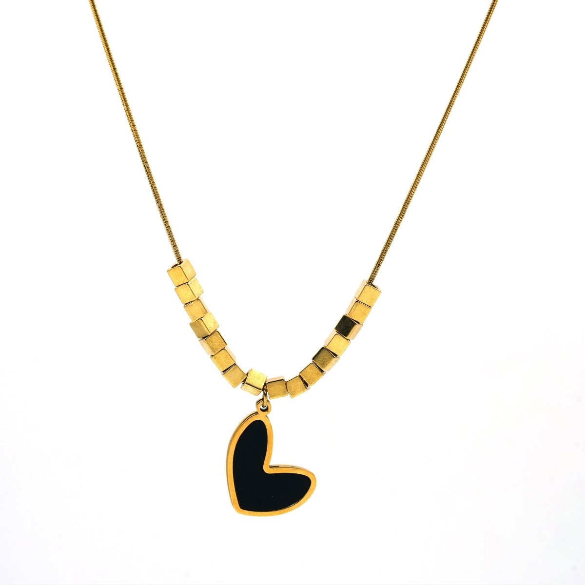 Artklim Gold Plated Black Heart Pendant Necklace