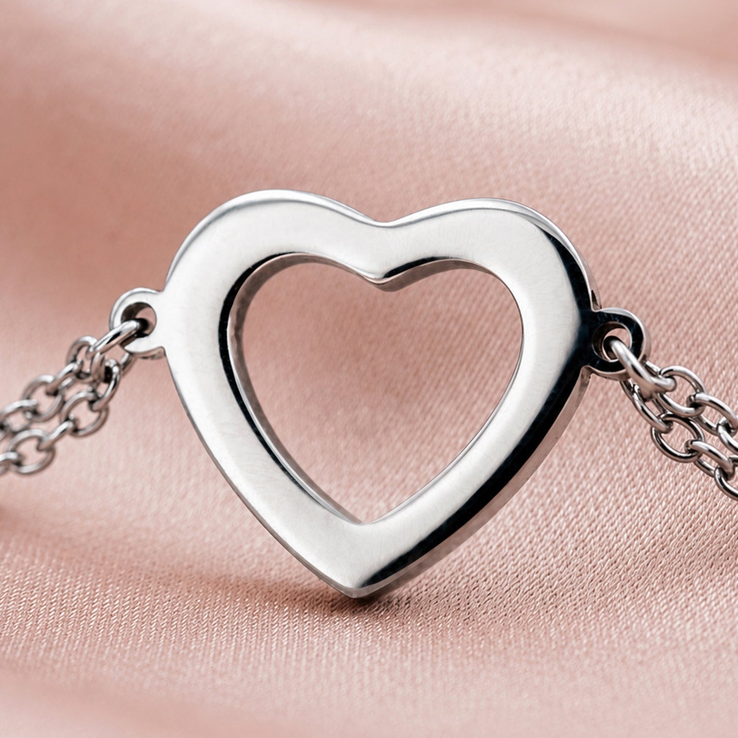 Artklim Silver Open Heart Charm Anti-Tarnish Anklet