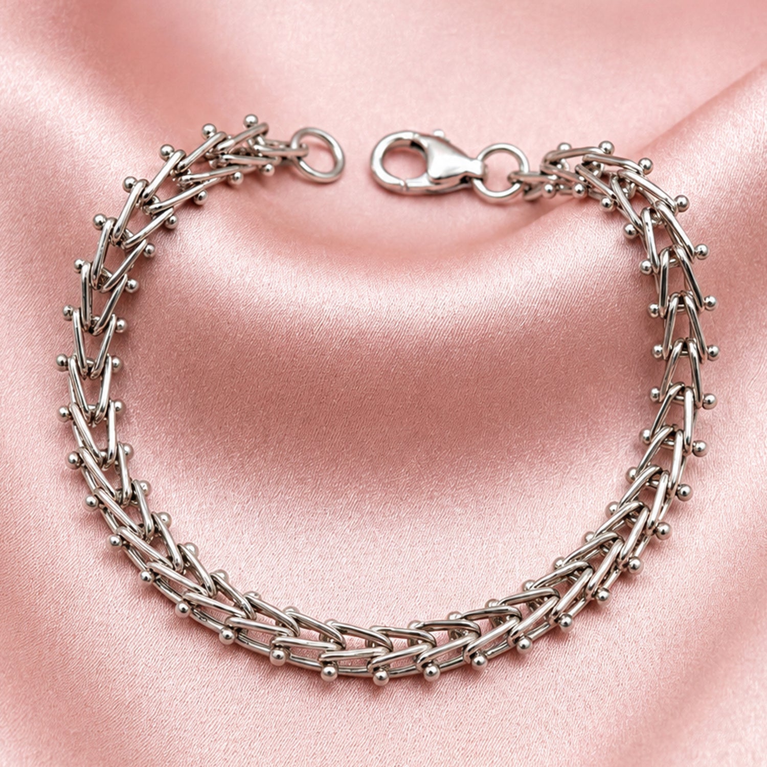 Artklim Woven Silver Link Chain Anti-Tarnish Bracelet