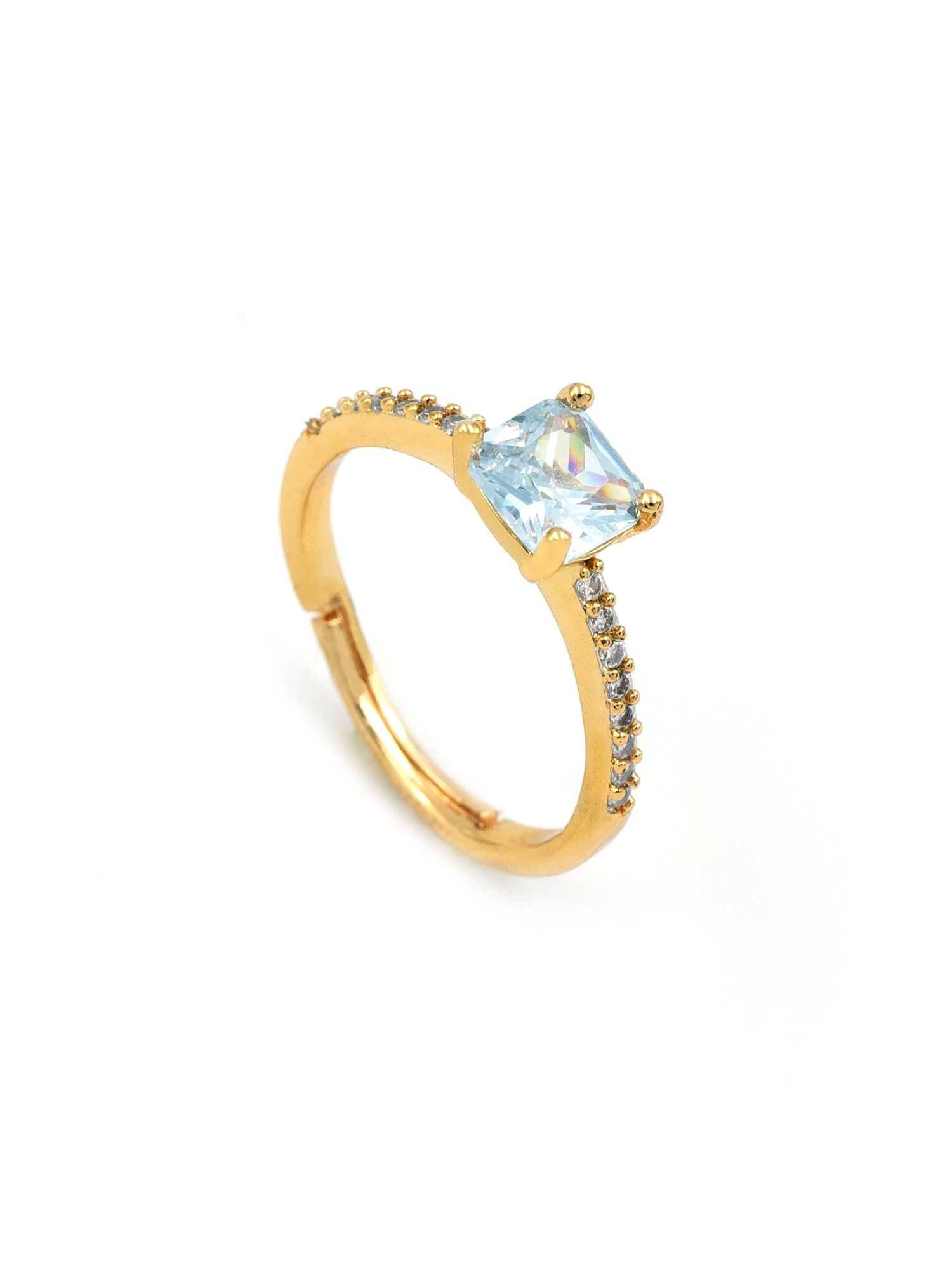 Artklim Gold-Plated Elegant  Solitaire Anti Tarnish Ring