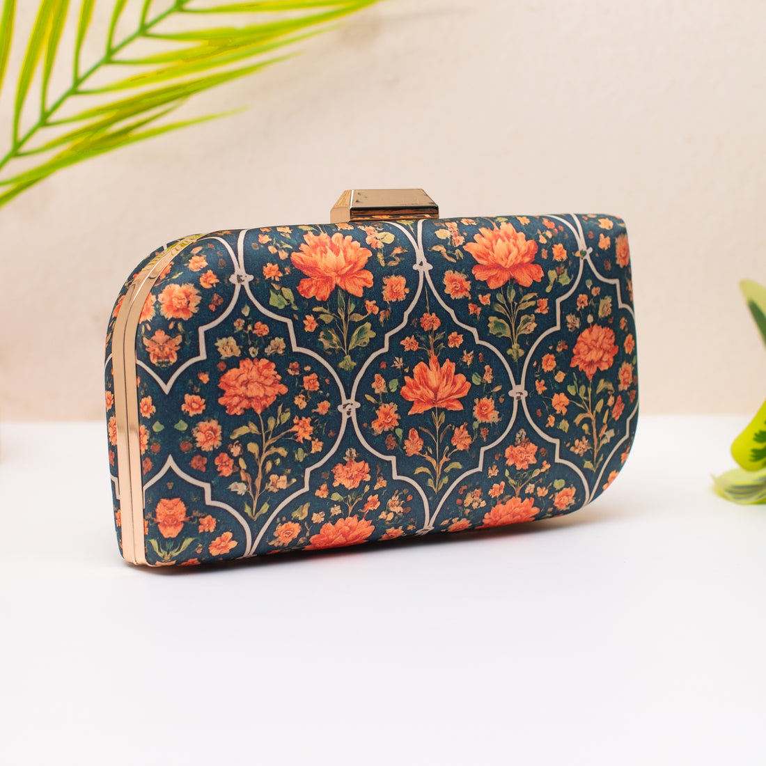 Artklim Navy Blue Printed Clutch