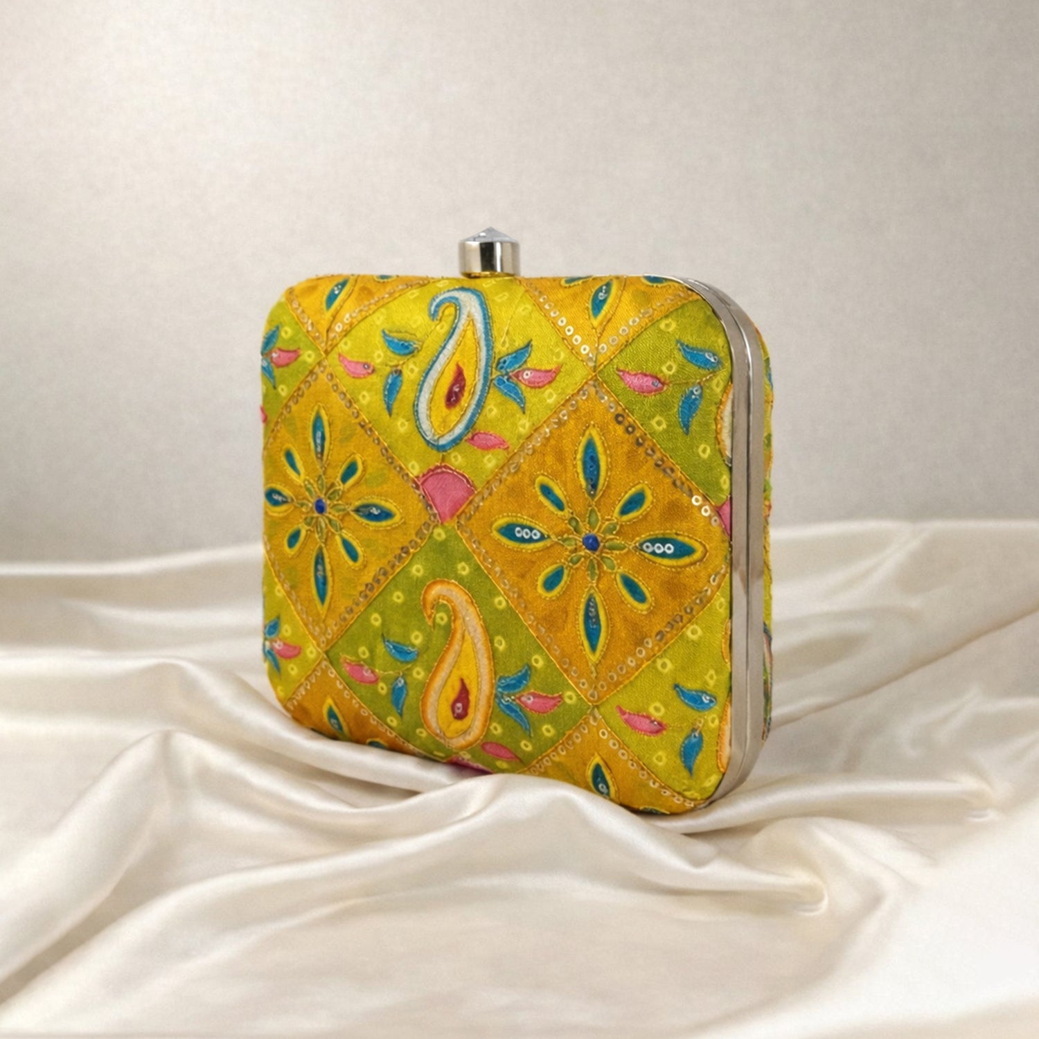 Artklim Haldi Special Yellow Ethnic Embroidered Clutch