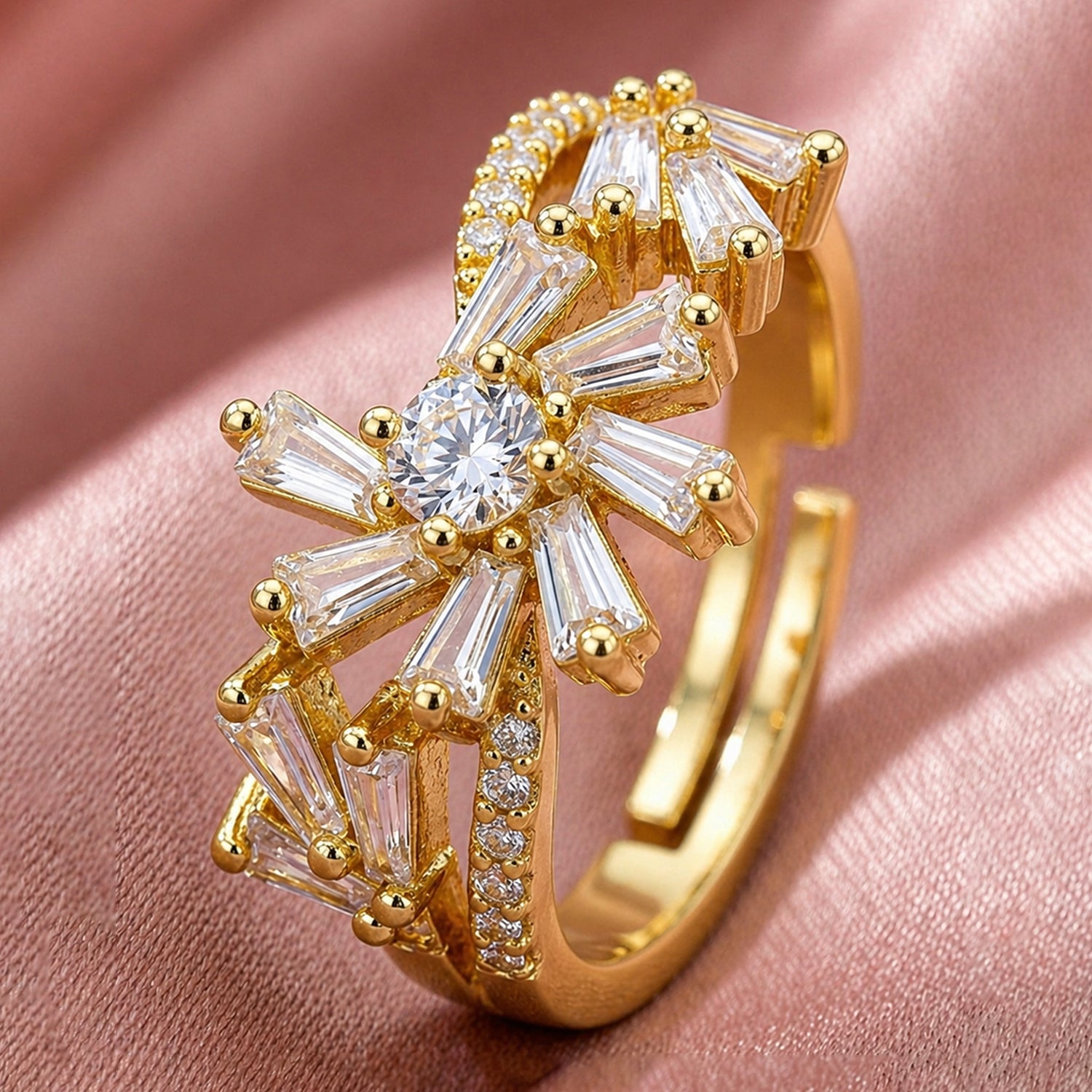 Artklim Radiant Floral Burst Gold Anti-Tarnish Ring