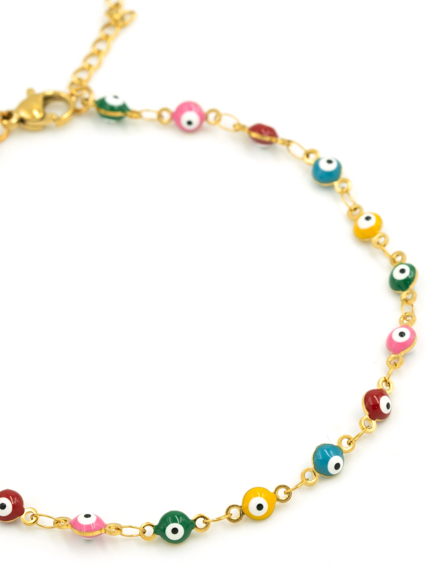 Artklim Gold Plated Multicolor Evil Eye Beads Anti Tarnish Anklet
