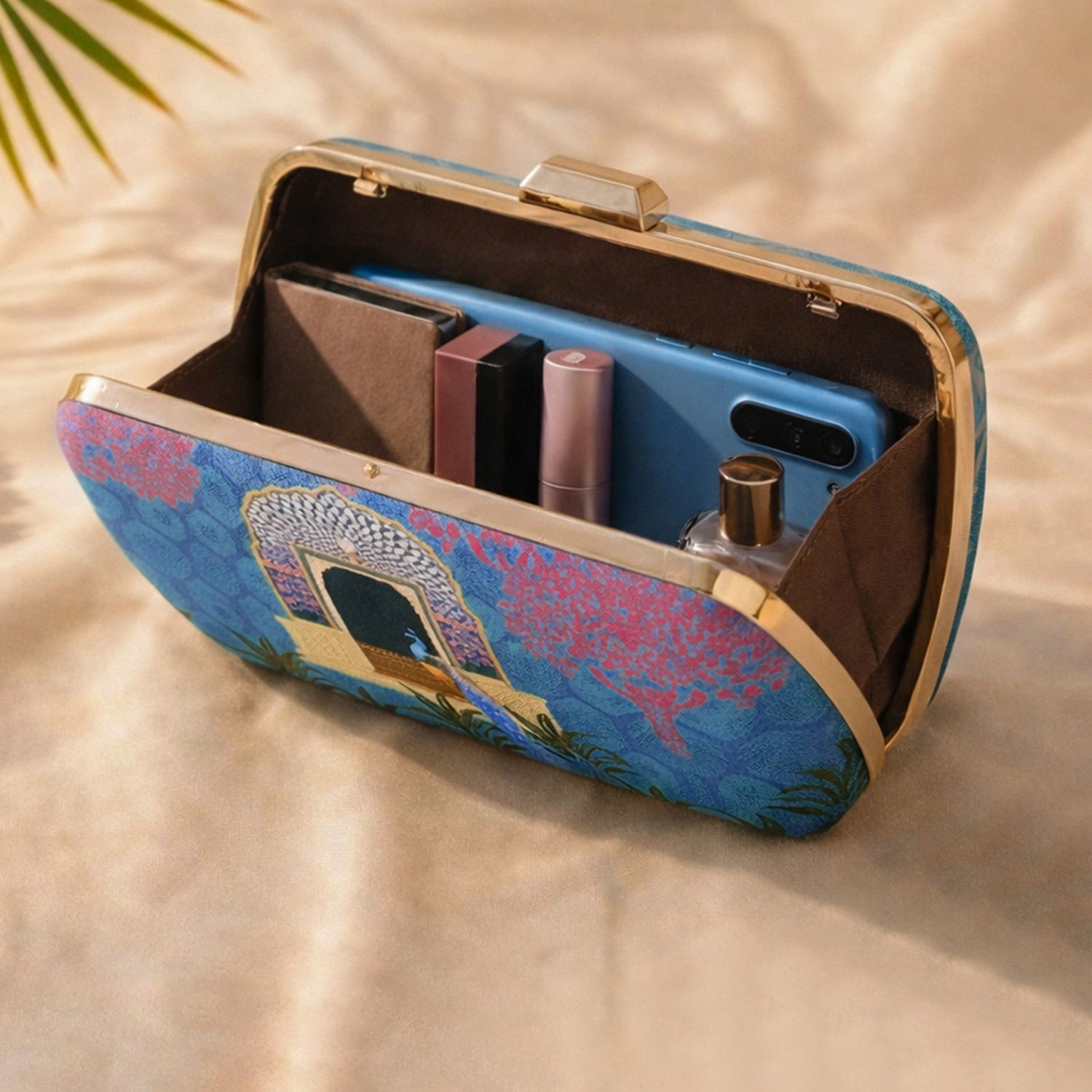 Artklim Peacock Printed Clutch