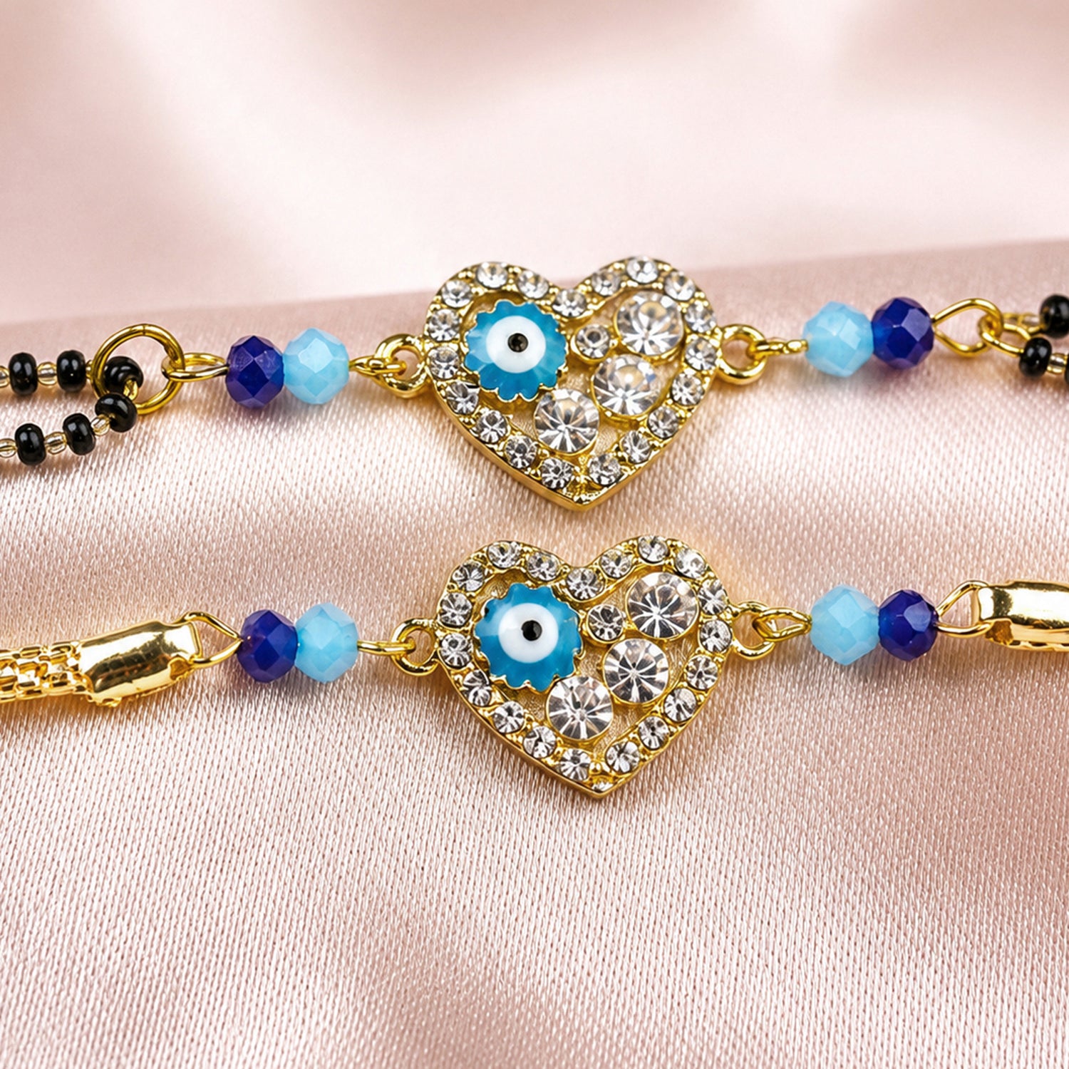 Artklim Heart Evil Eye Bhaiya Bhabhi Rakhi Pair