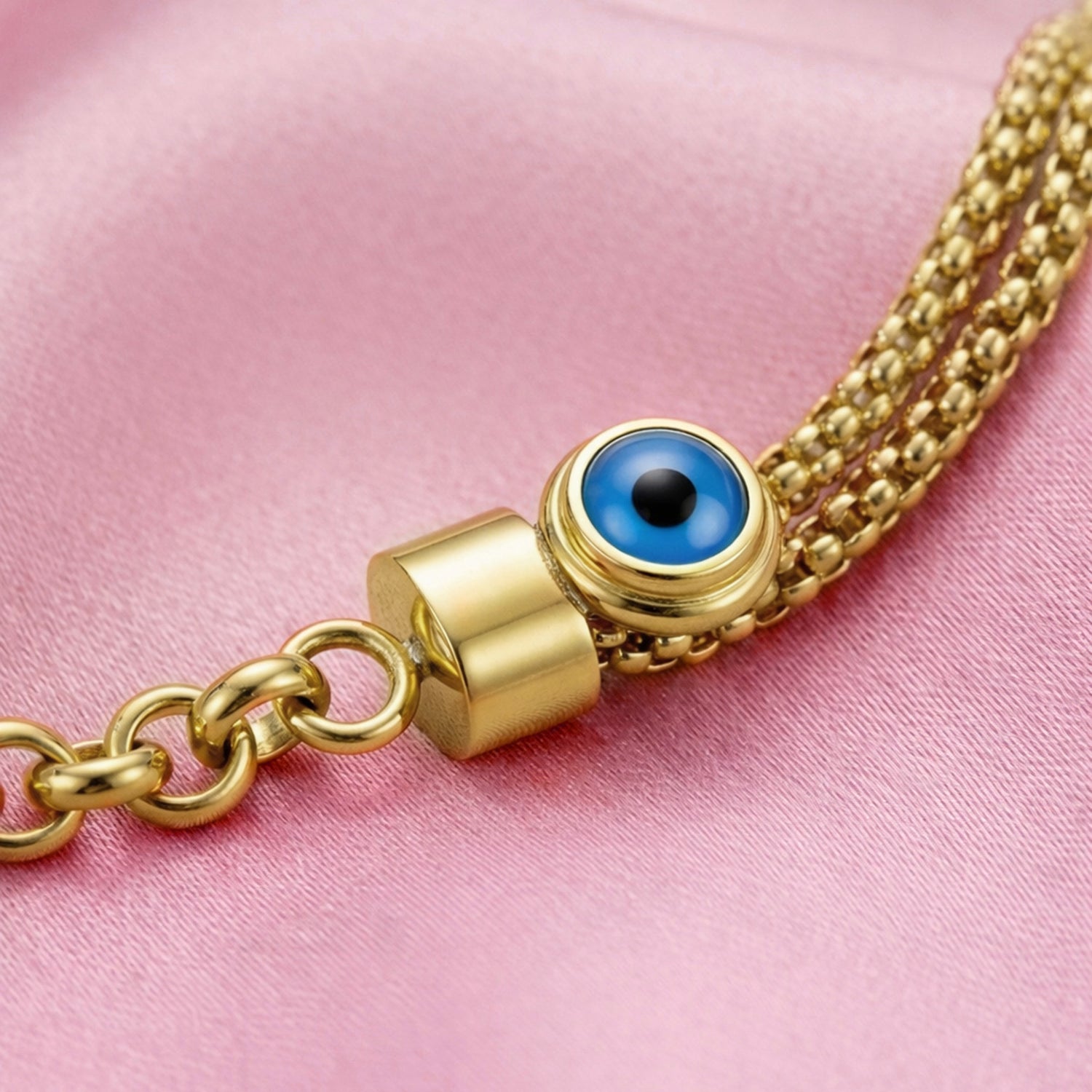 Artklim Evil Eye Gold Dual Chain Anti-tarnish Bracelet
