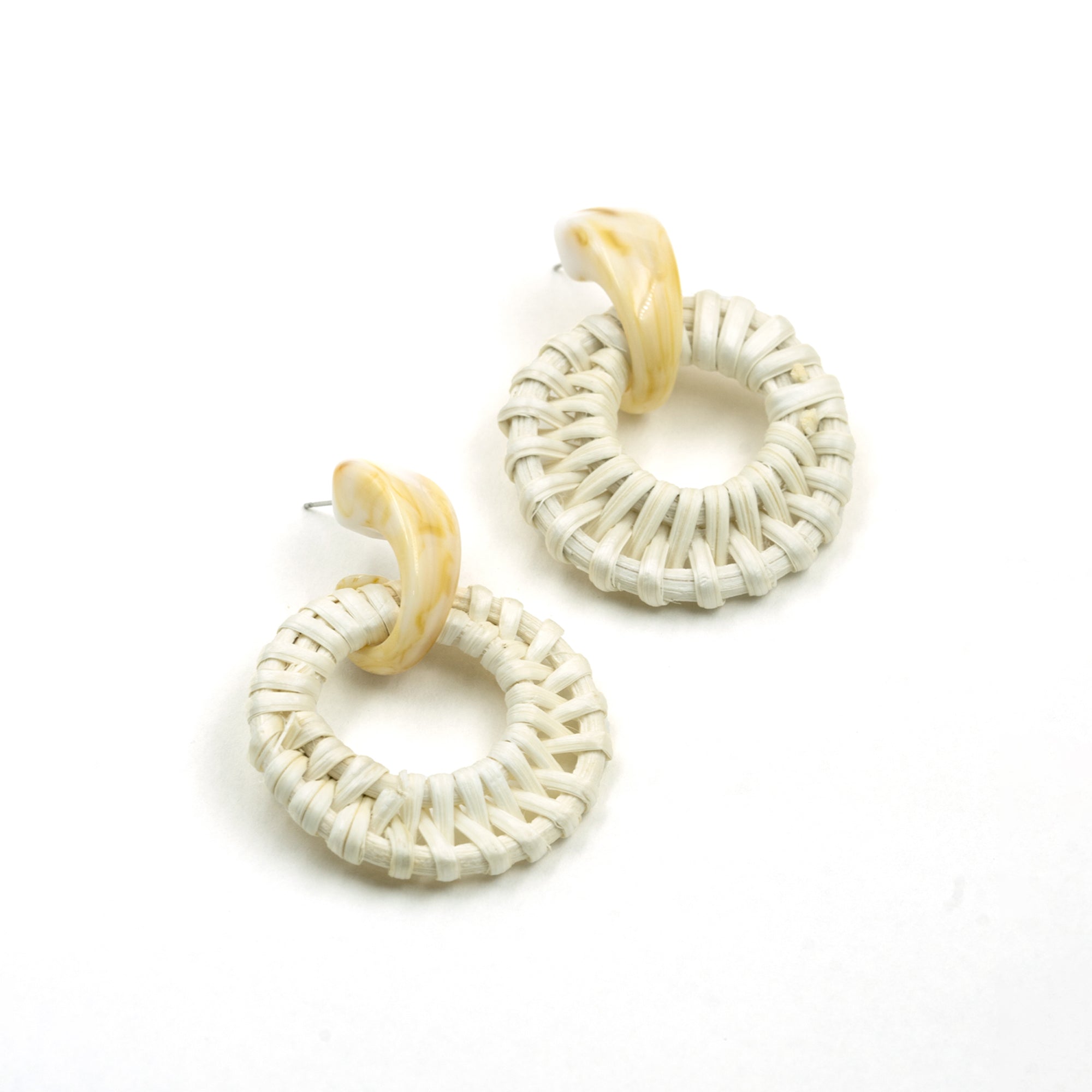 Artklim White Woven Hoop Earrings