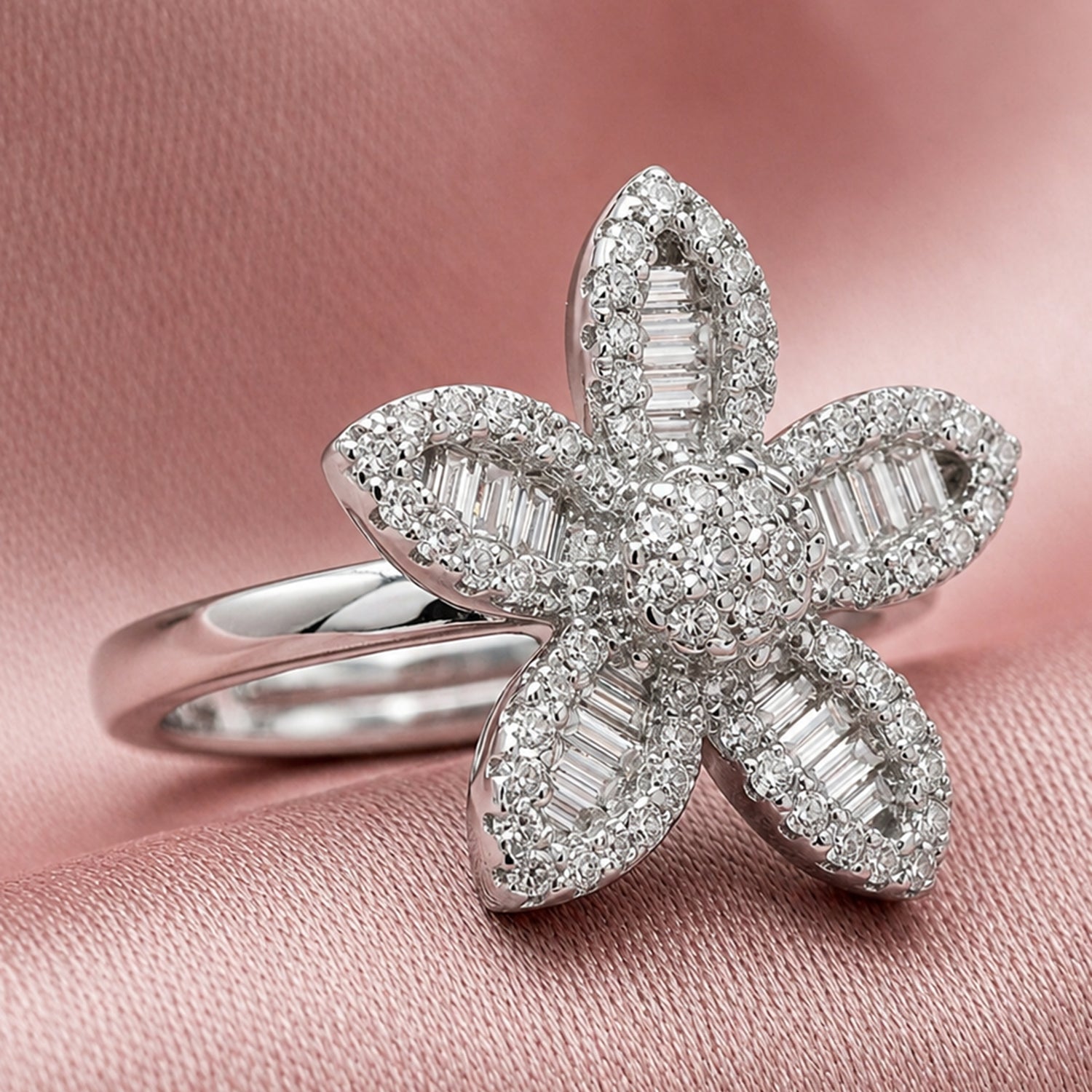 Artklim Silver Floral Statement  Anti-Tarnish Ring