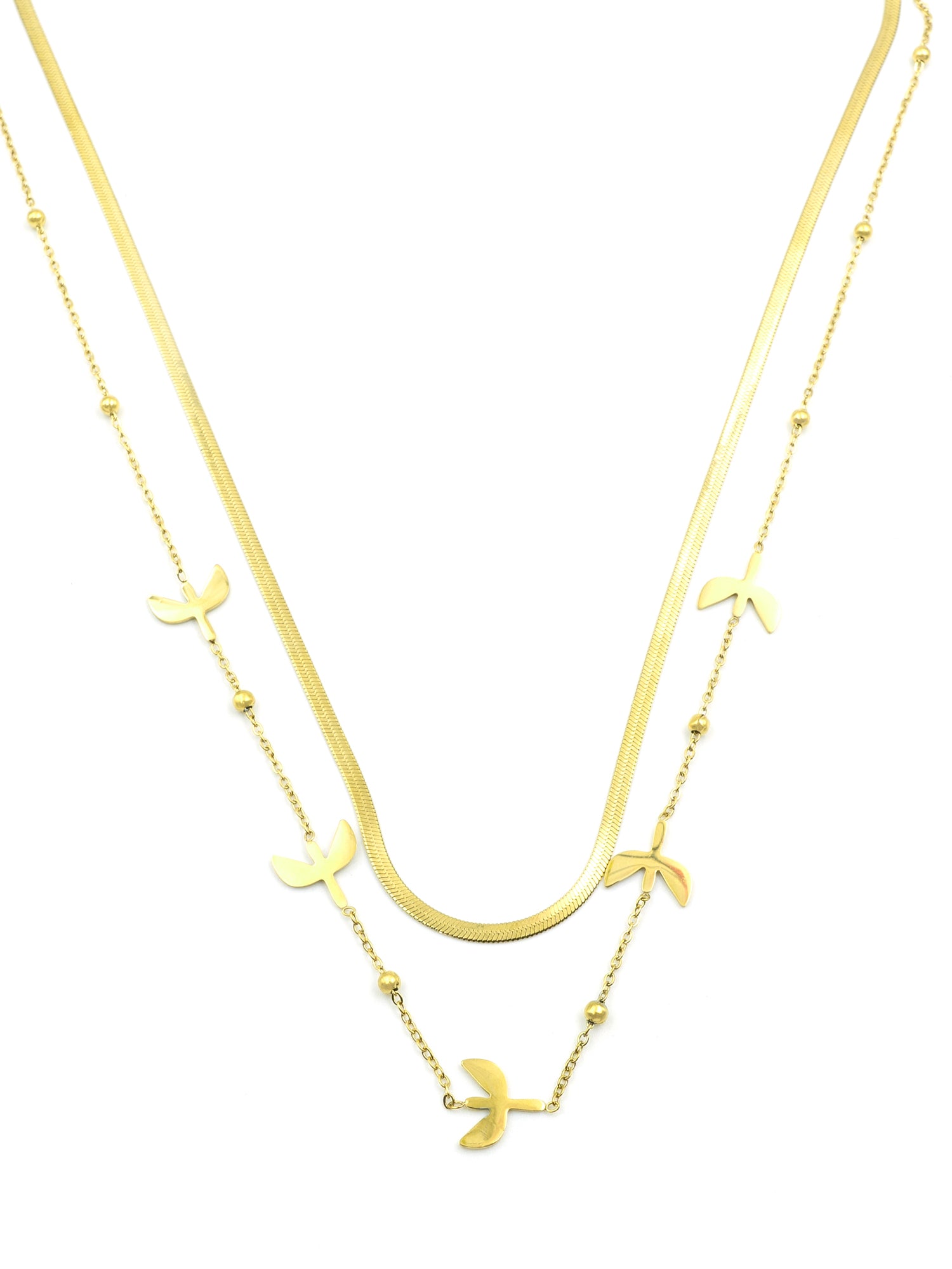Artklim Sleek Gold Herringbone Chain Necklace