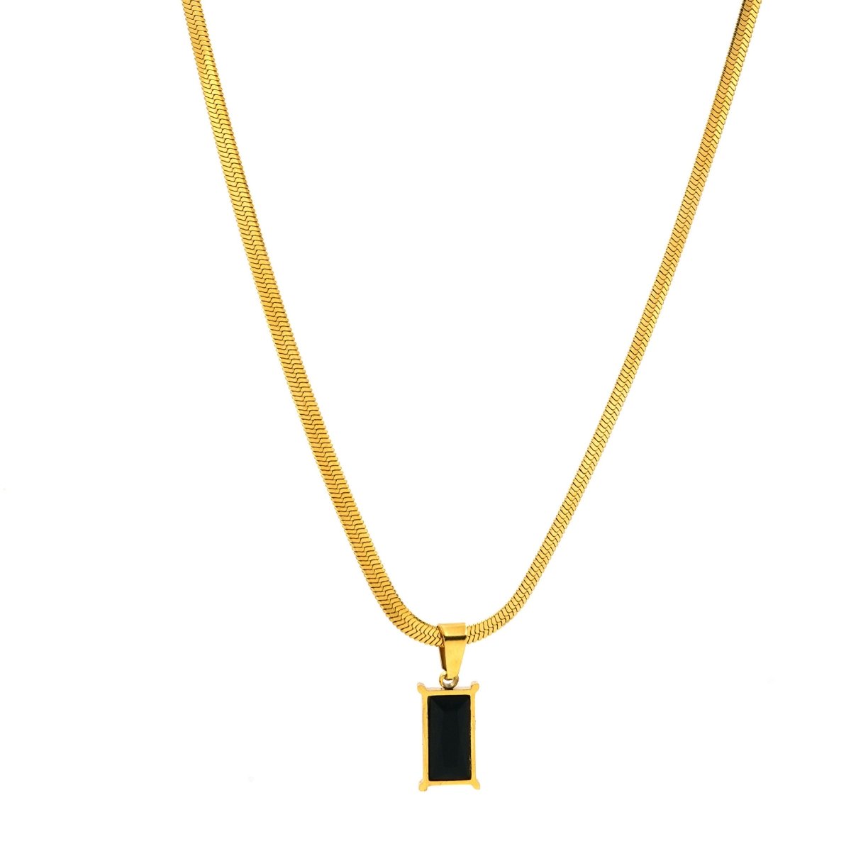 Artklim Gold Plated Black Cube Pendant Necklace