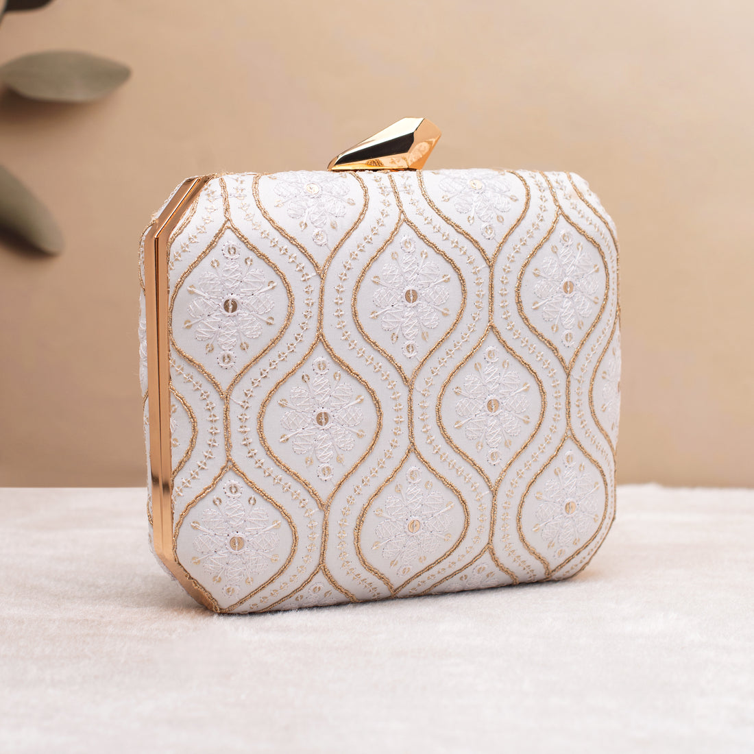 Artklim Golden Wave Embroidery Clutch