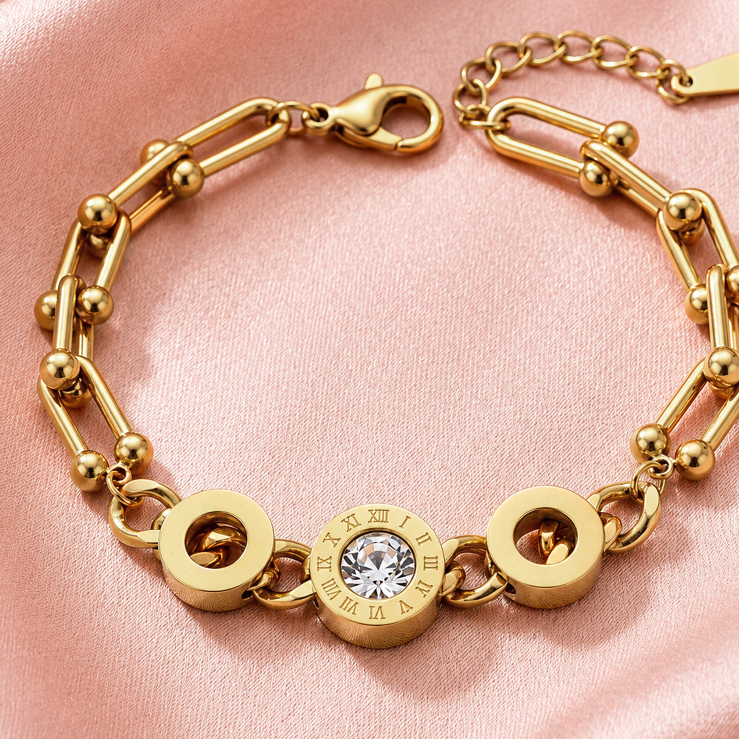 Artklim Roman Spark Crystal Circle Link Anti-Tarnish Bracelet