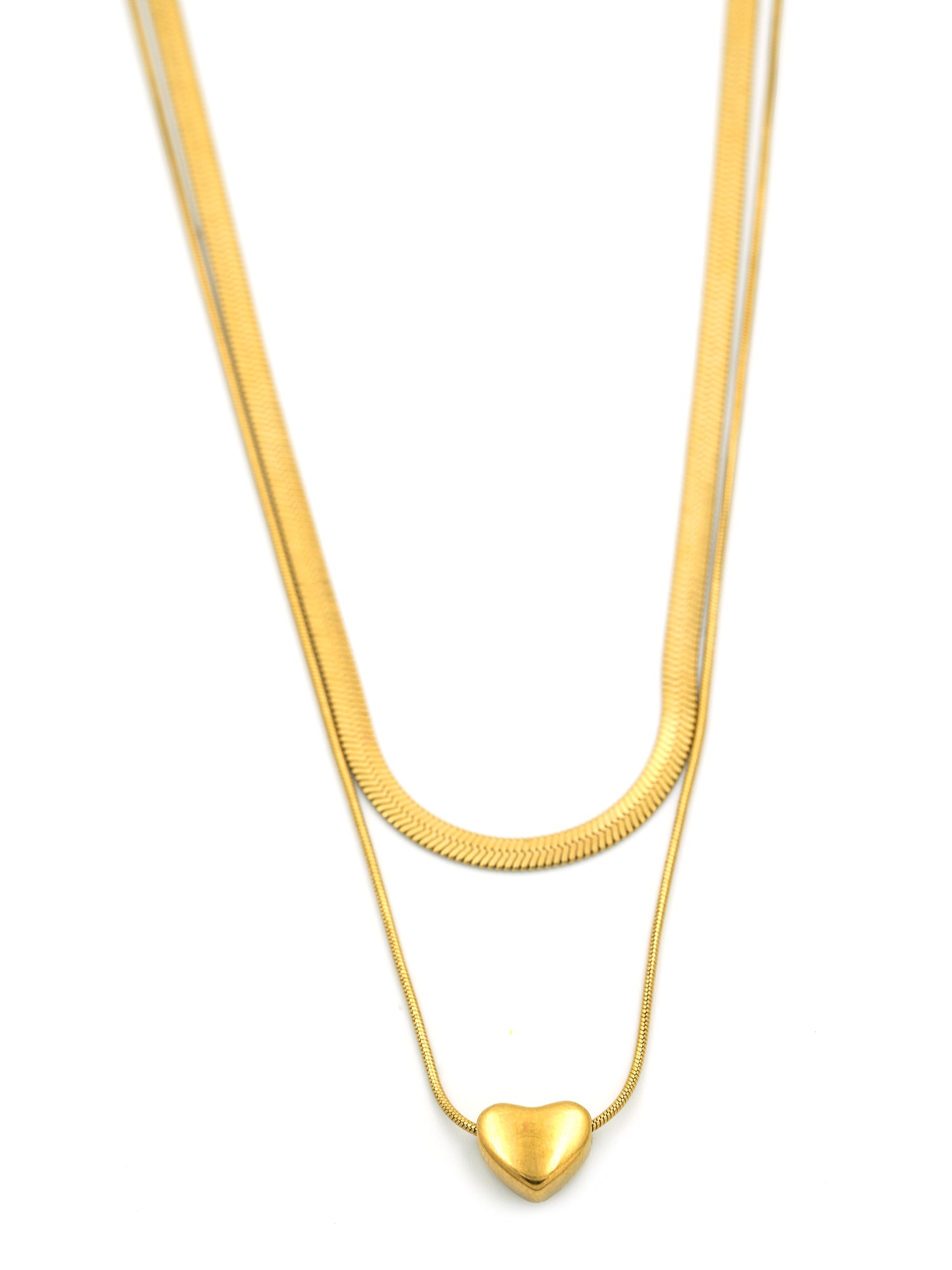 Arklim Golden Heart Herringbone Duo Anti Tarnish Pendant