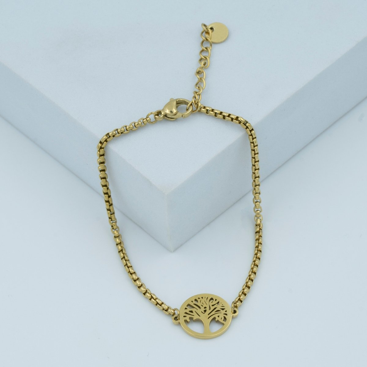 Artklim Gold Plated Tree Of Life Circular Pendant Bracelet