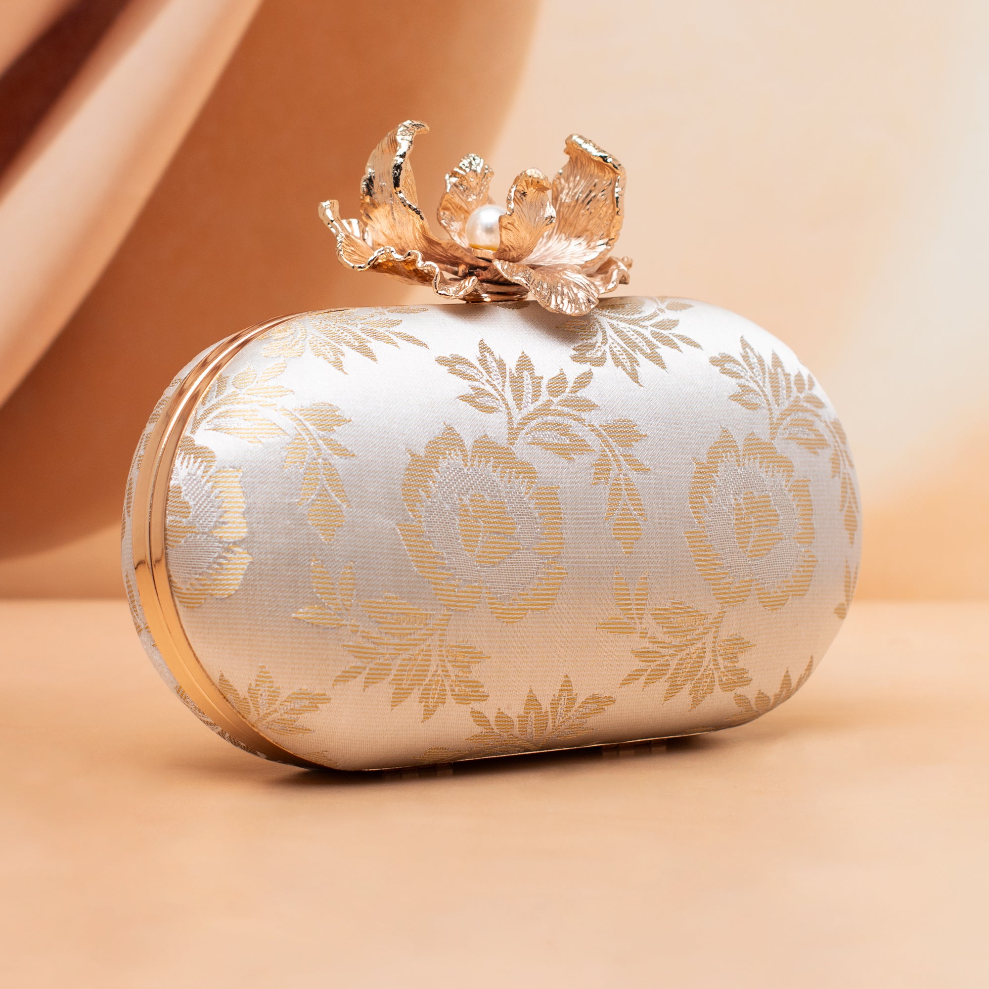 Artklim Golden Bloom Royale Embroidered Clutch