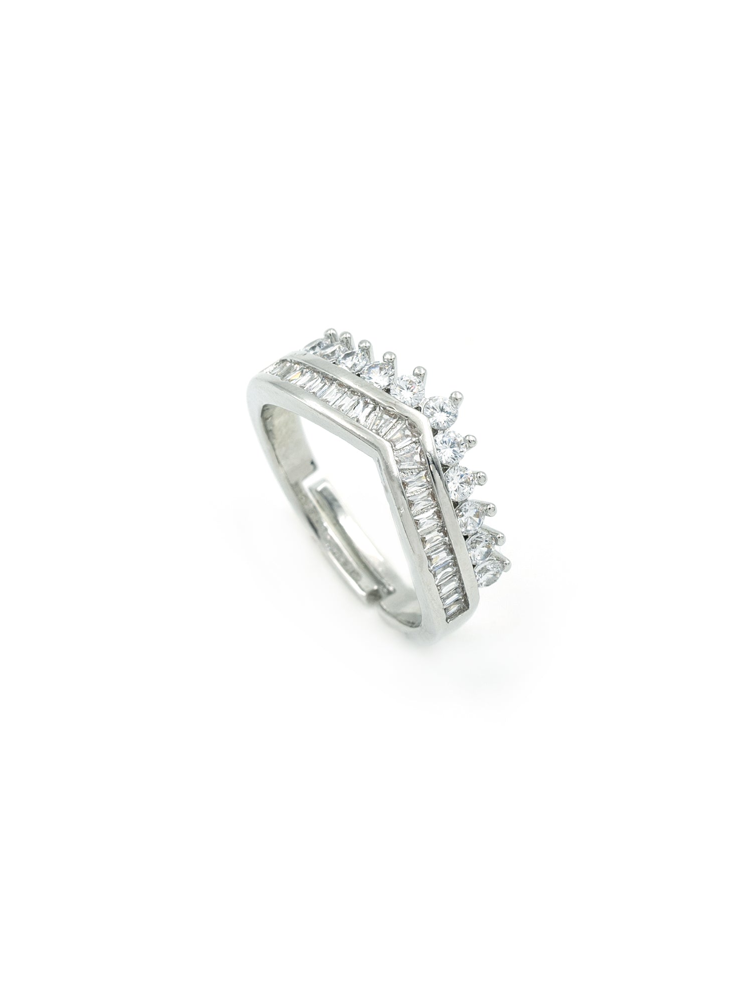 Artklim Sliver- Tone Crown Curve Anti-Tarnish Ring