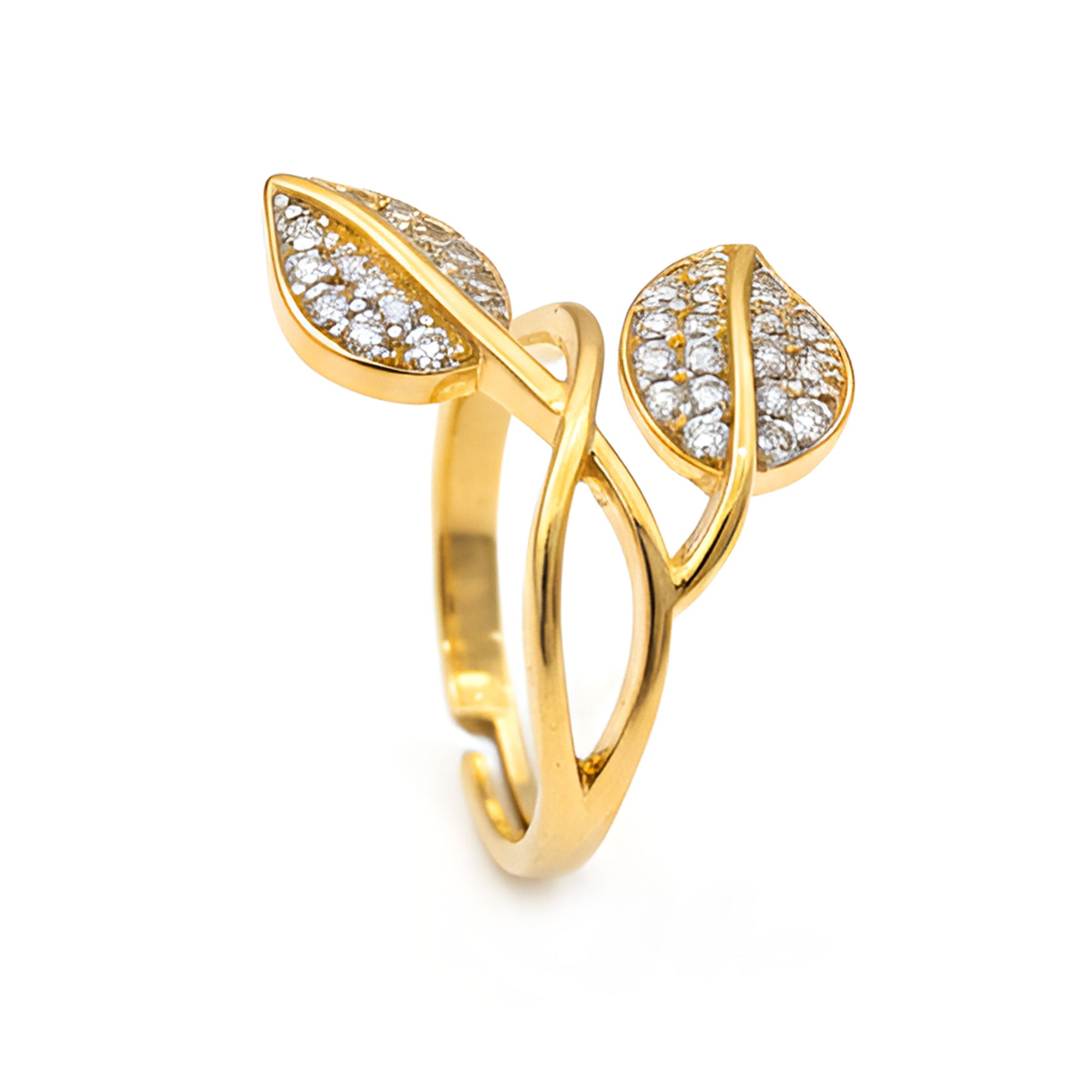 Artklim Gold-Plated Leaf Design Anti-Tarnish Ring