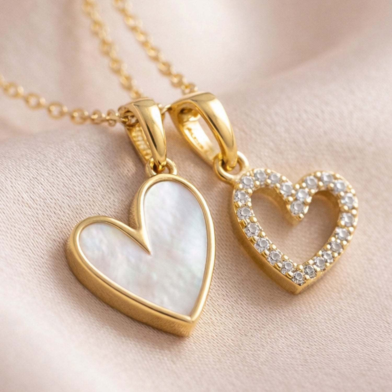 Artklim Gold-Plated Twin Heart Charm Anti-Tarnish Pendant Necklace