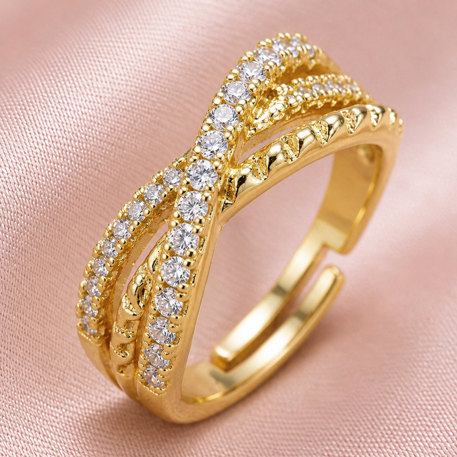 Artklim Minimalist Pavé Edge Gold  Anti-Tarnish Ring