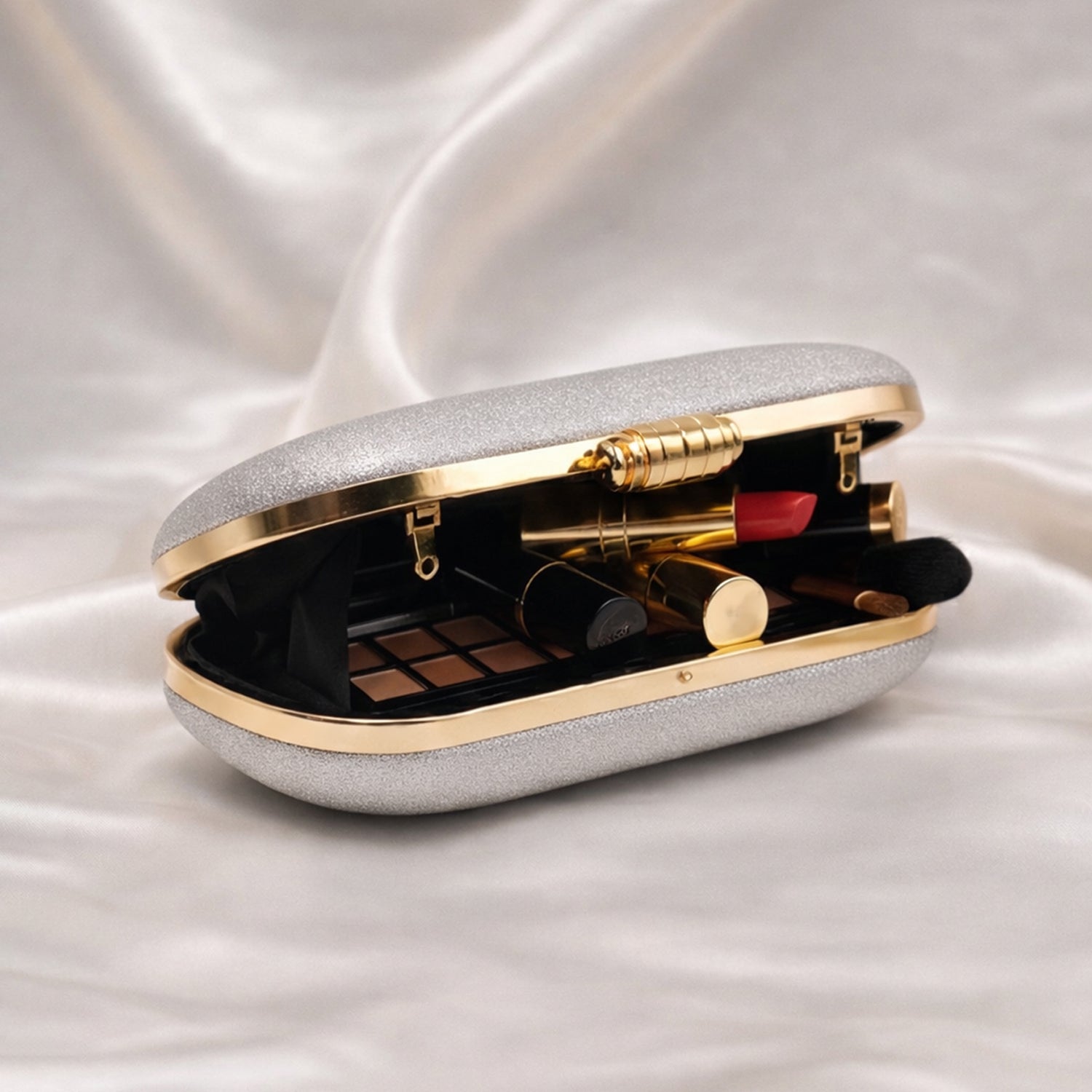 Artklim Silver Capsule Shape Clutch