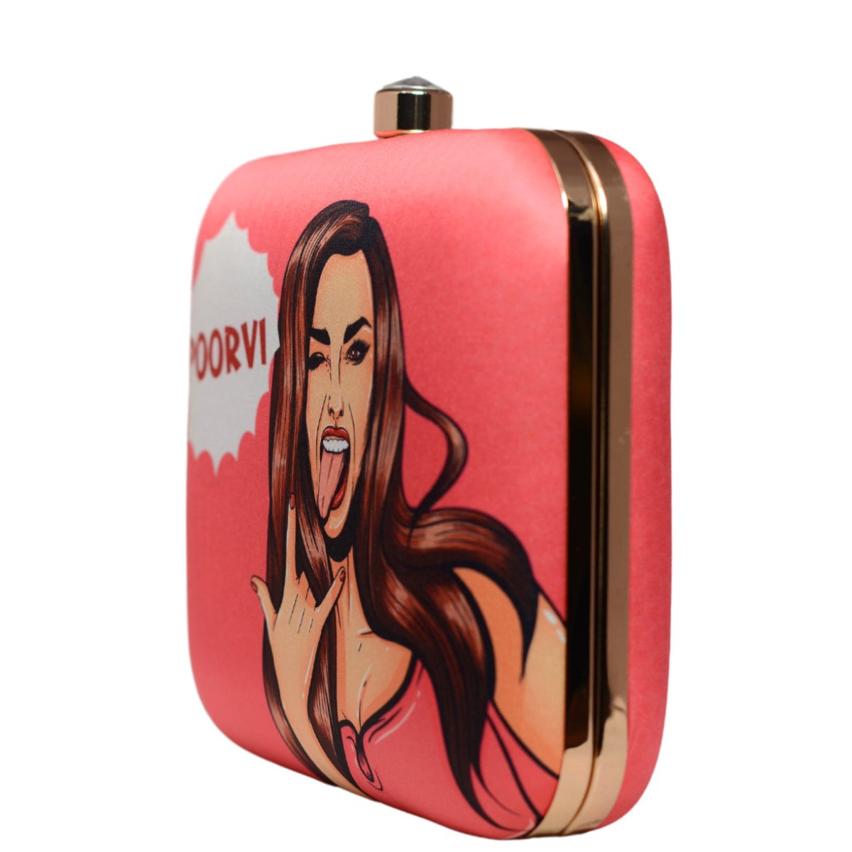 Red Based Customised Name Clutch