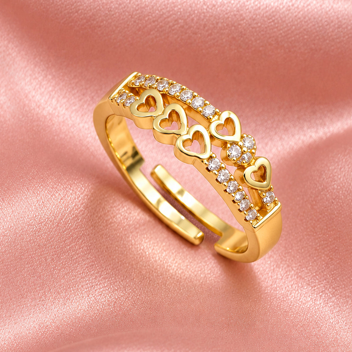 Artklim Sweet Heart Charm Gold-Tone Anti-Tarnish Ring