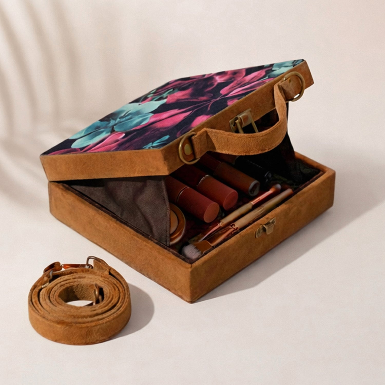 Pink-Blue Floral Suitcase Style