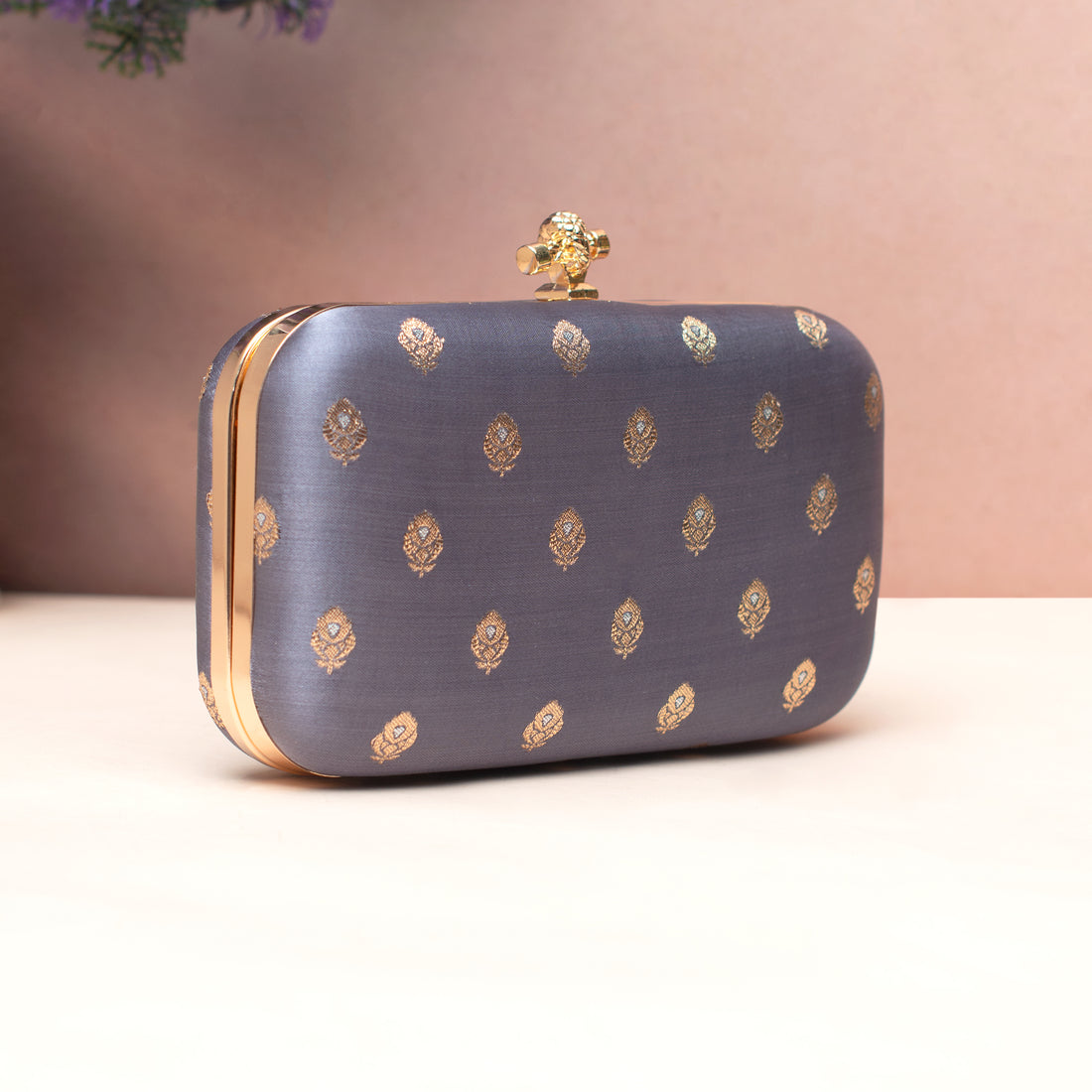 Artklim Soft Lavender Heritage Embroidered Clutch