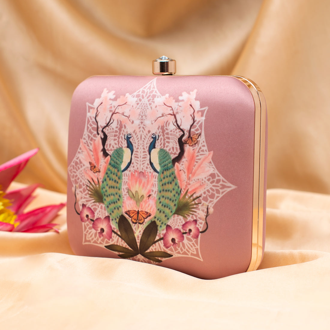 Artklim Royal Peacock Printed Clutch