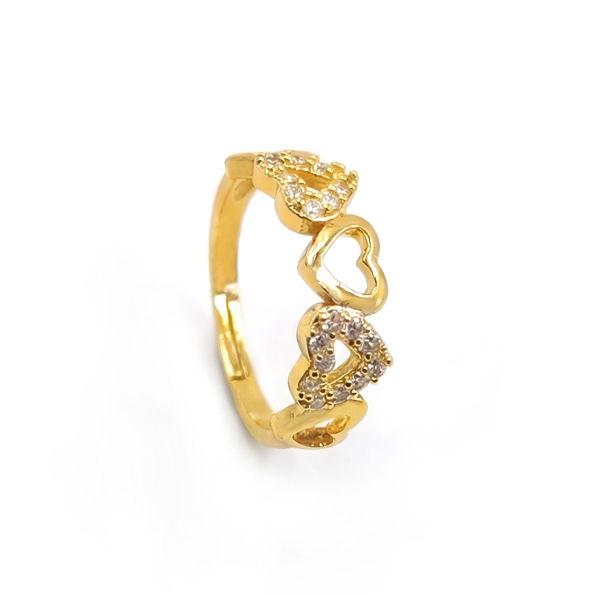 Artklim Gold-Plated Crystal Heart Design Anti-Tarnish Ring