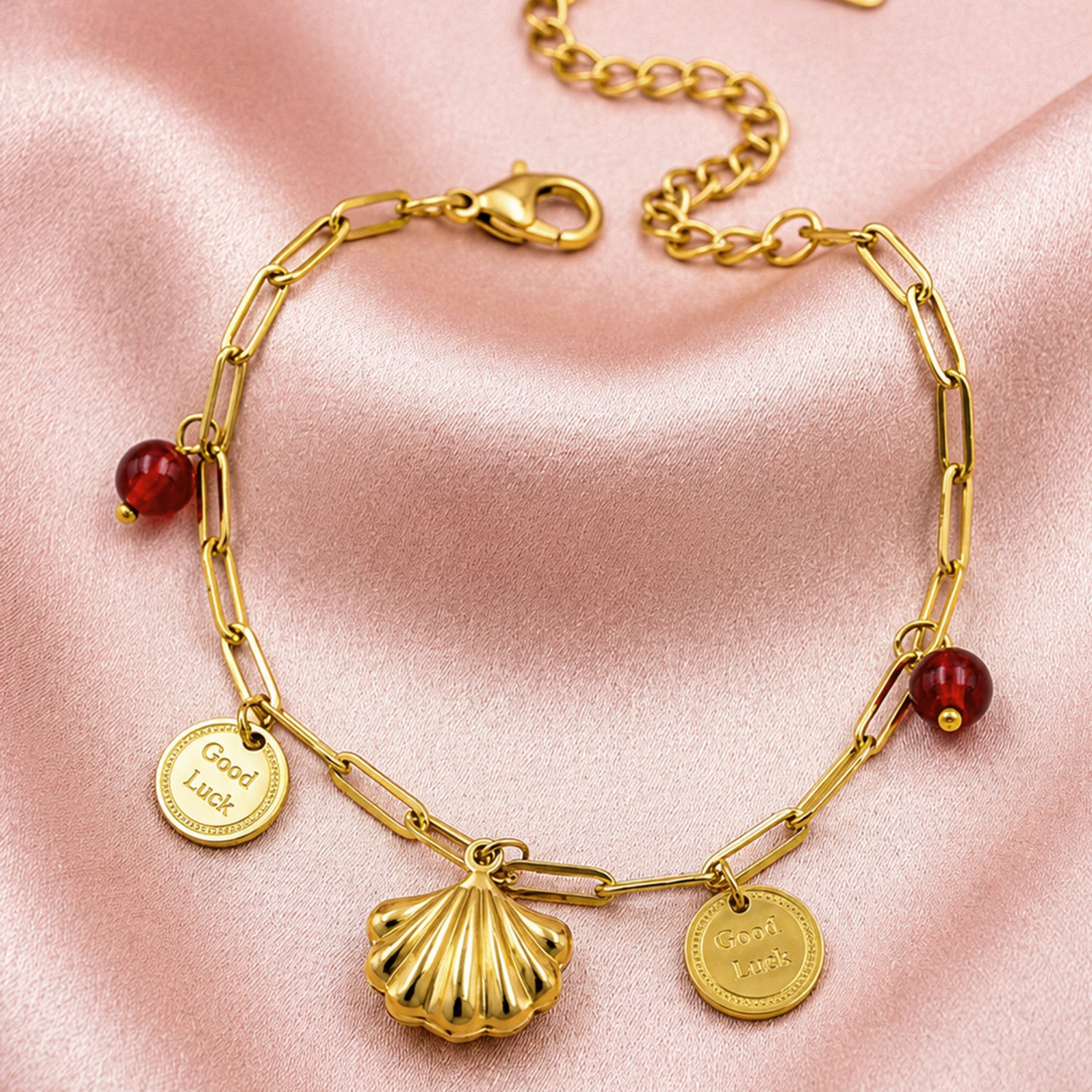 Artklim Good Luck Shell Charm Chain Anti-Tarnish Bracelet