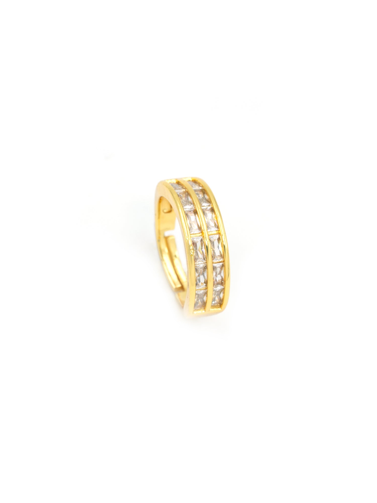Artklim Gold-Plated Baguette Cut Anti-Tarnish Ring
