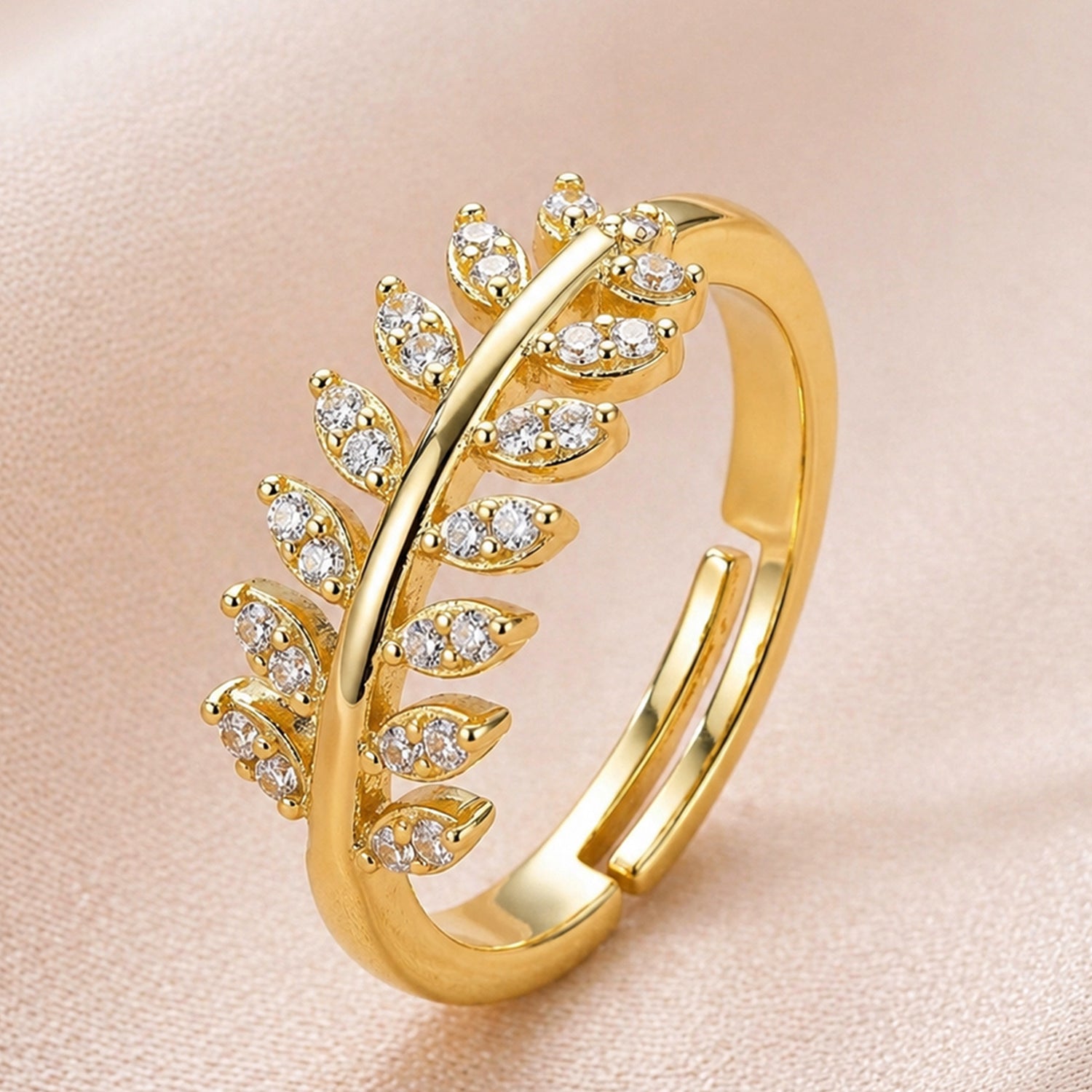 Artklim Nature-Inspired Gold Leaf Anti-Tarnish Ring