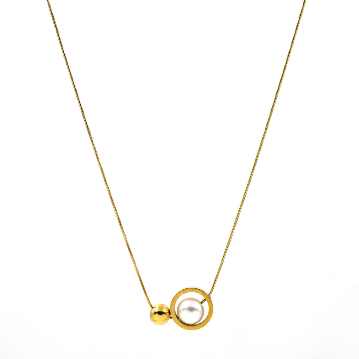 Artklim Gold Plated White Pearl Pendant Necklace