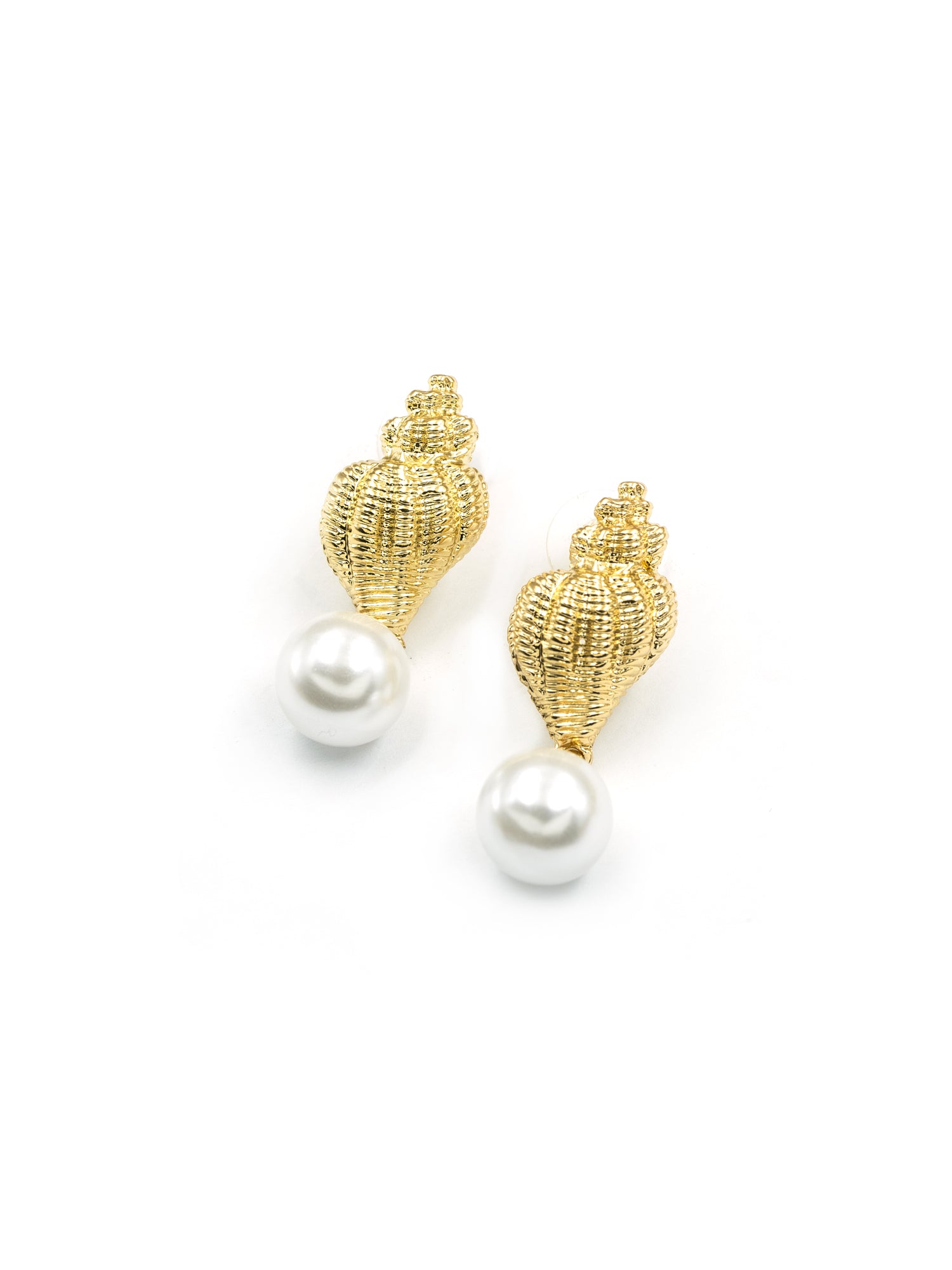 Artklim Gold Shell Pearl Drop Anti Tarnish Earrings