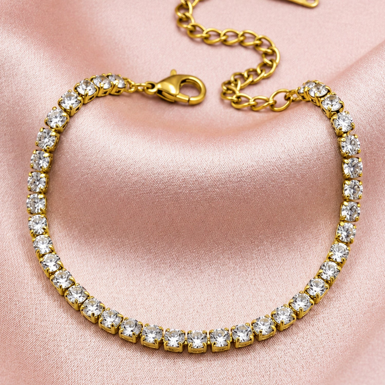 Artklim Luxury Gold Tennis Crystal Anti-Tarnish Bracelet